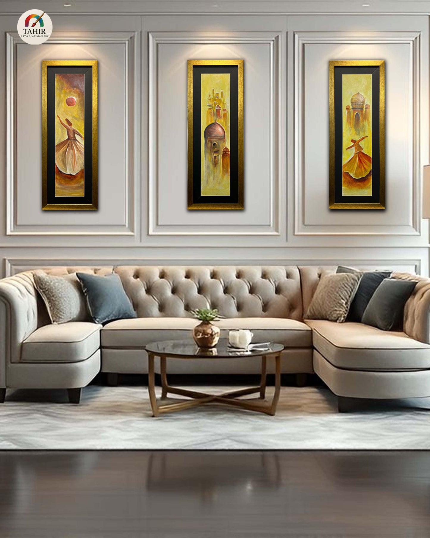 "Whirling Soul – Sufi & Islamic Architecture Triptych (Set of 3 | 12 x 30 Inches Each)"