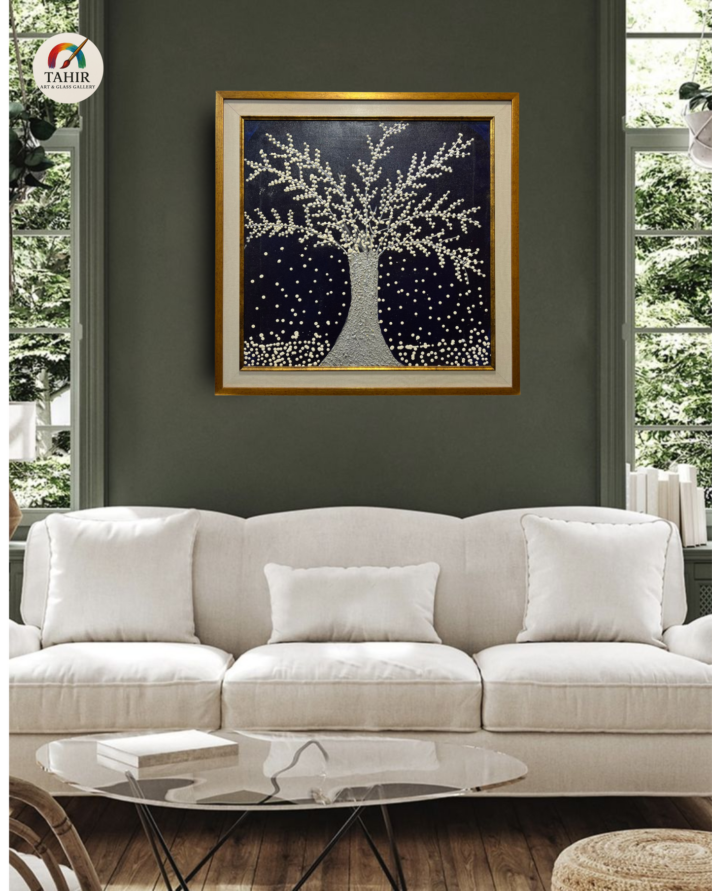 White Tree in Snow – Textured Handmade Painting (30x30 inches)