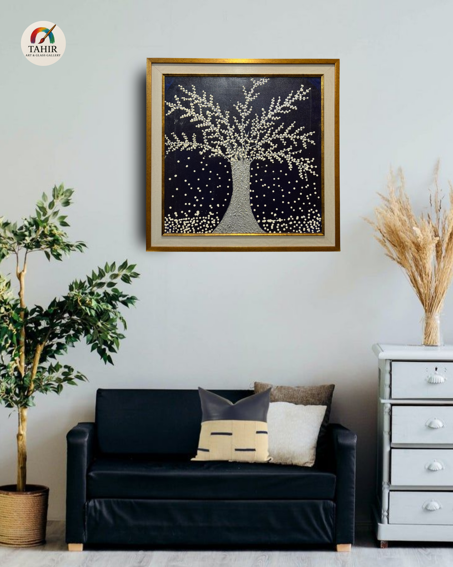 White Tree in Snow – Textured Handmade Painting (30x30 inches)