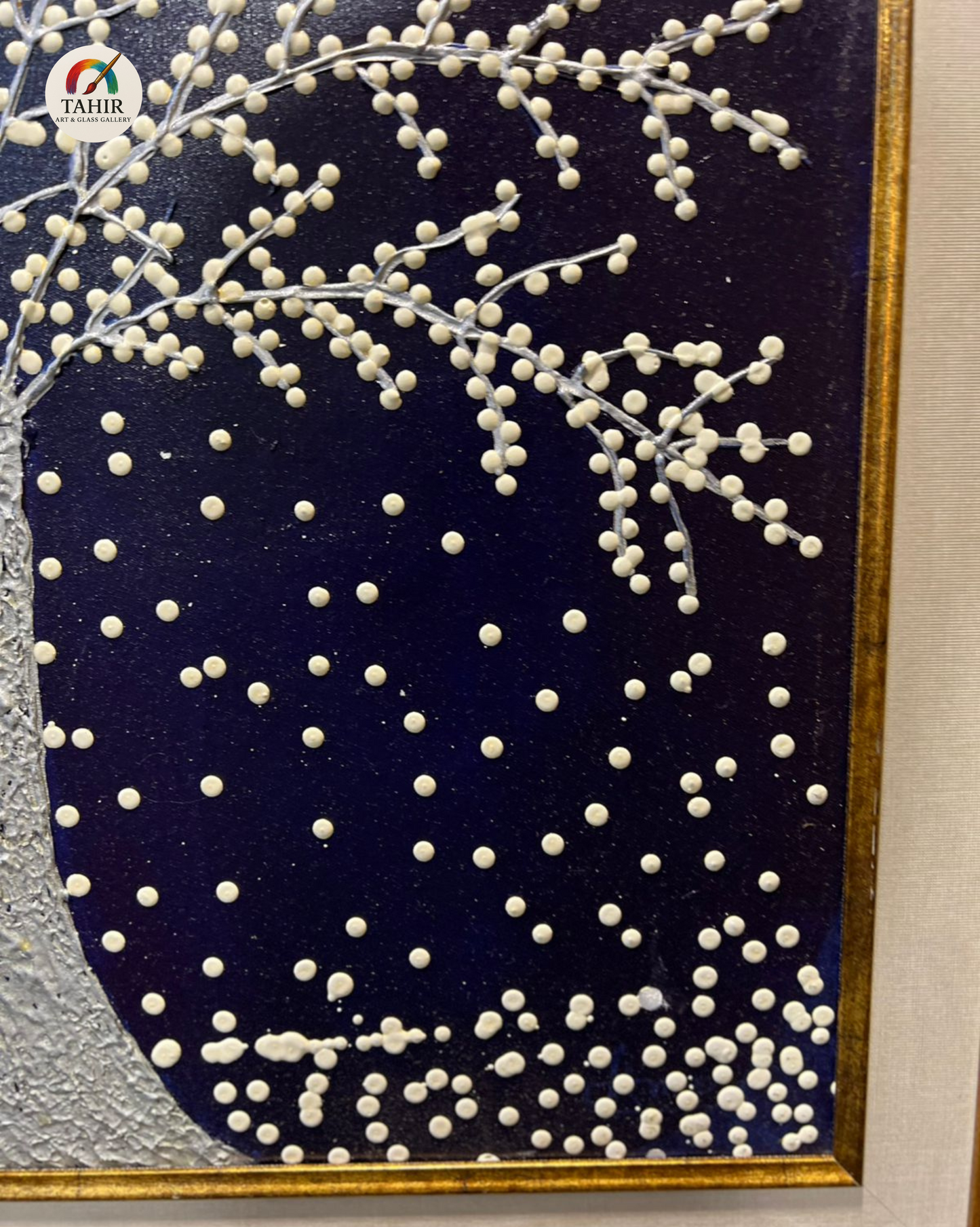White Tree in Snow – Textured Handmade Painting (30x30 inches)