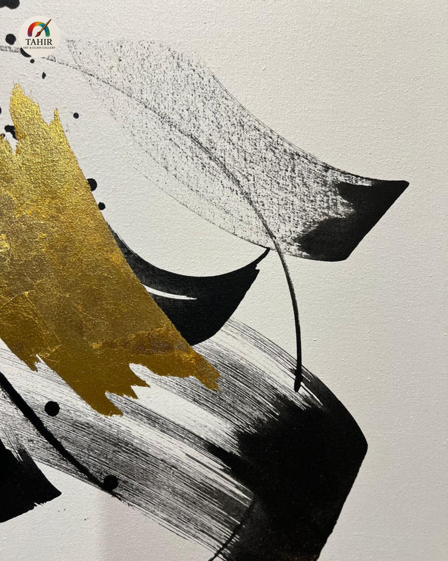 Golden & Black Brushstroke Abstract Painting – Modern Wall Décor        set  of 2