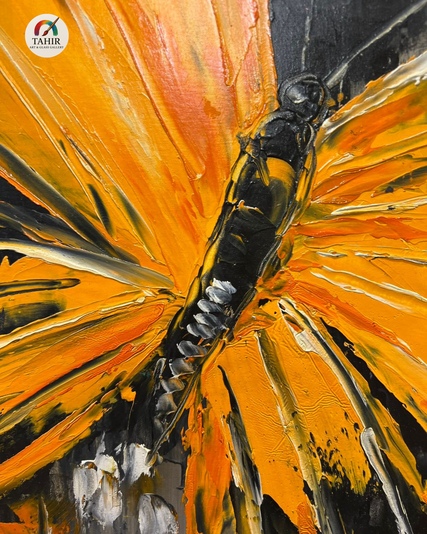 "Golden Elegance – Hand-Painted Butterfly Art on Canvas" size (30x42")