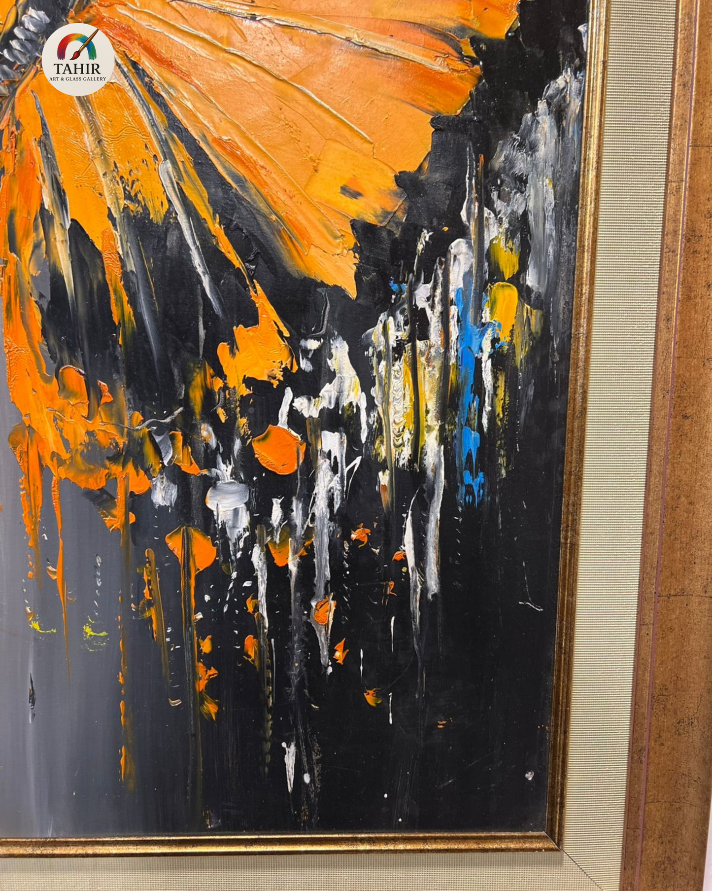 "Golden Elegance – Hand-Painted Butterfly Art on Canvas" size (30x42")