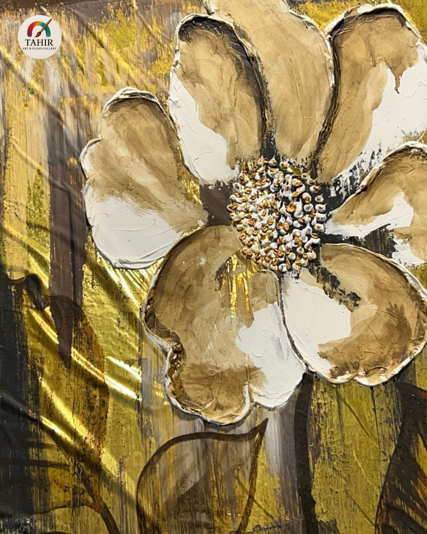 Golden Bloom – Vertical Floral Canvas | 24x48" Framed Art