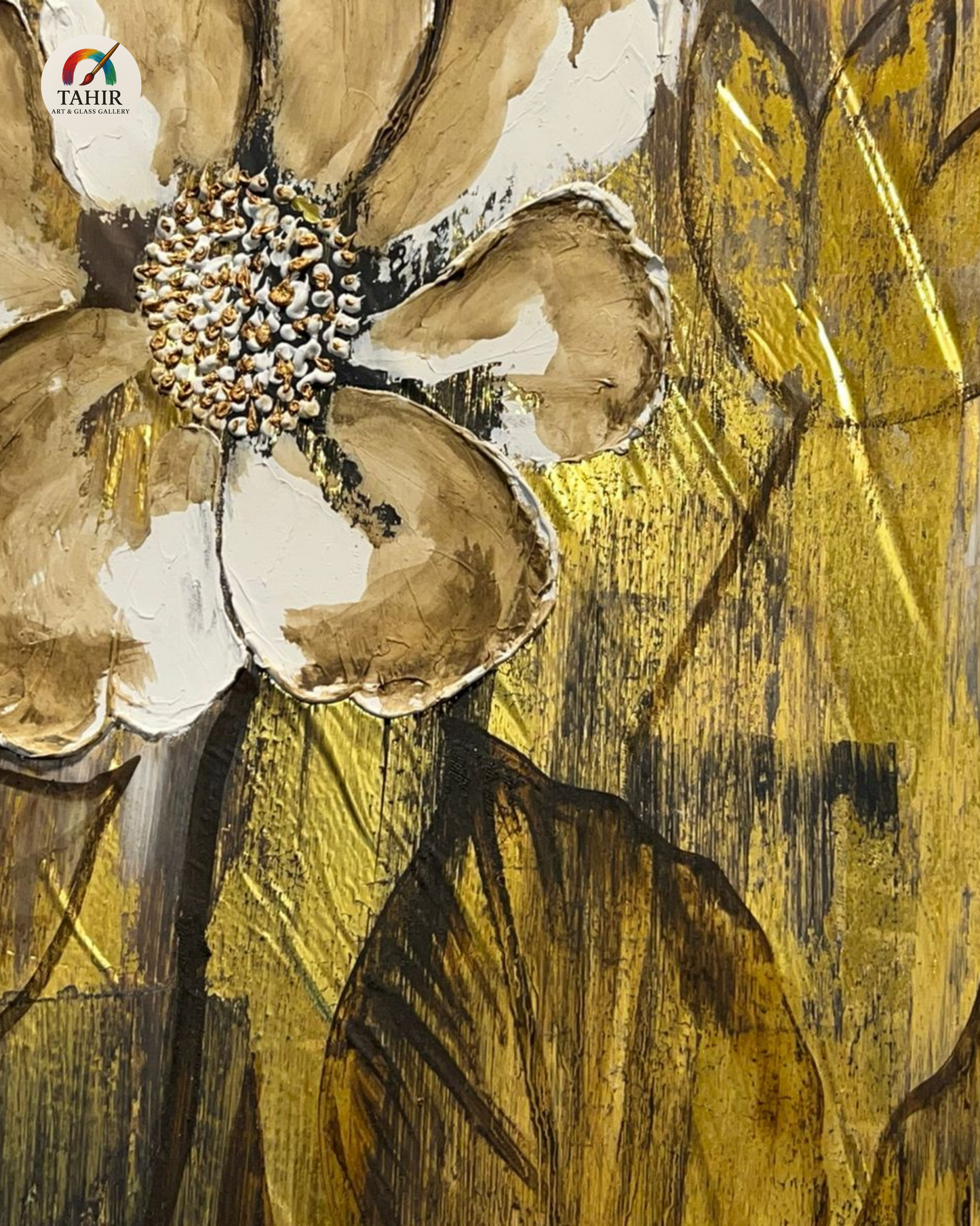 Golden Bloom – Vertical Floral Canvas | 24x48" Framed Art