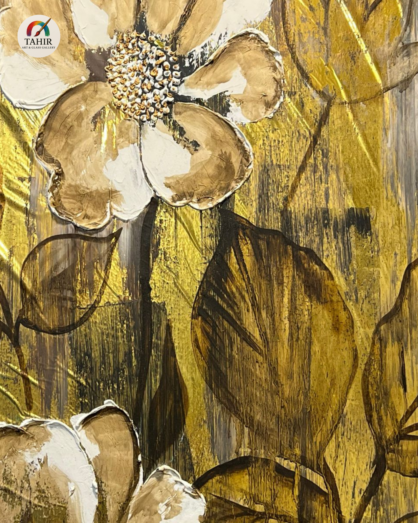Golden Bloom – Vertical Floral Canvas | 24x48" Framed Art