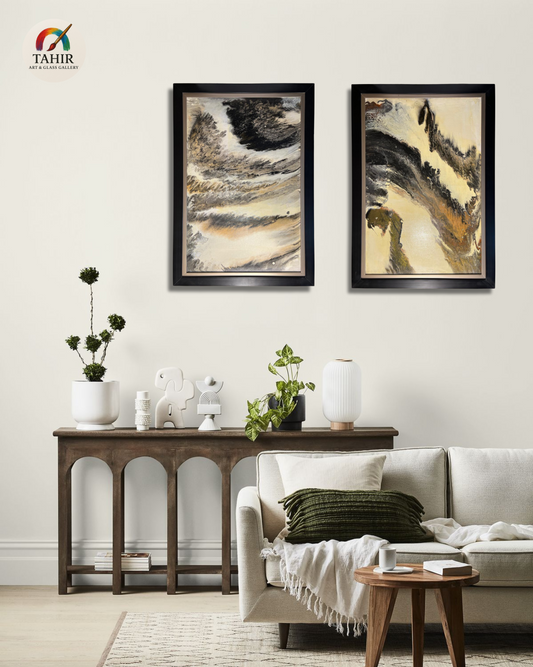 2-Piece Abstract Wall Art Set – 30x42" (Each) | Neutral Tones