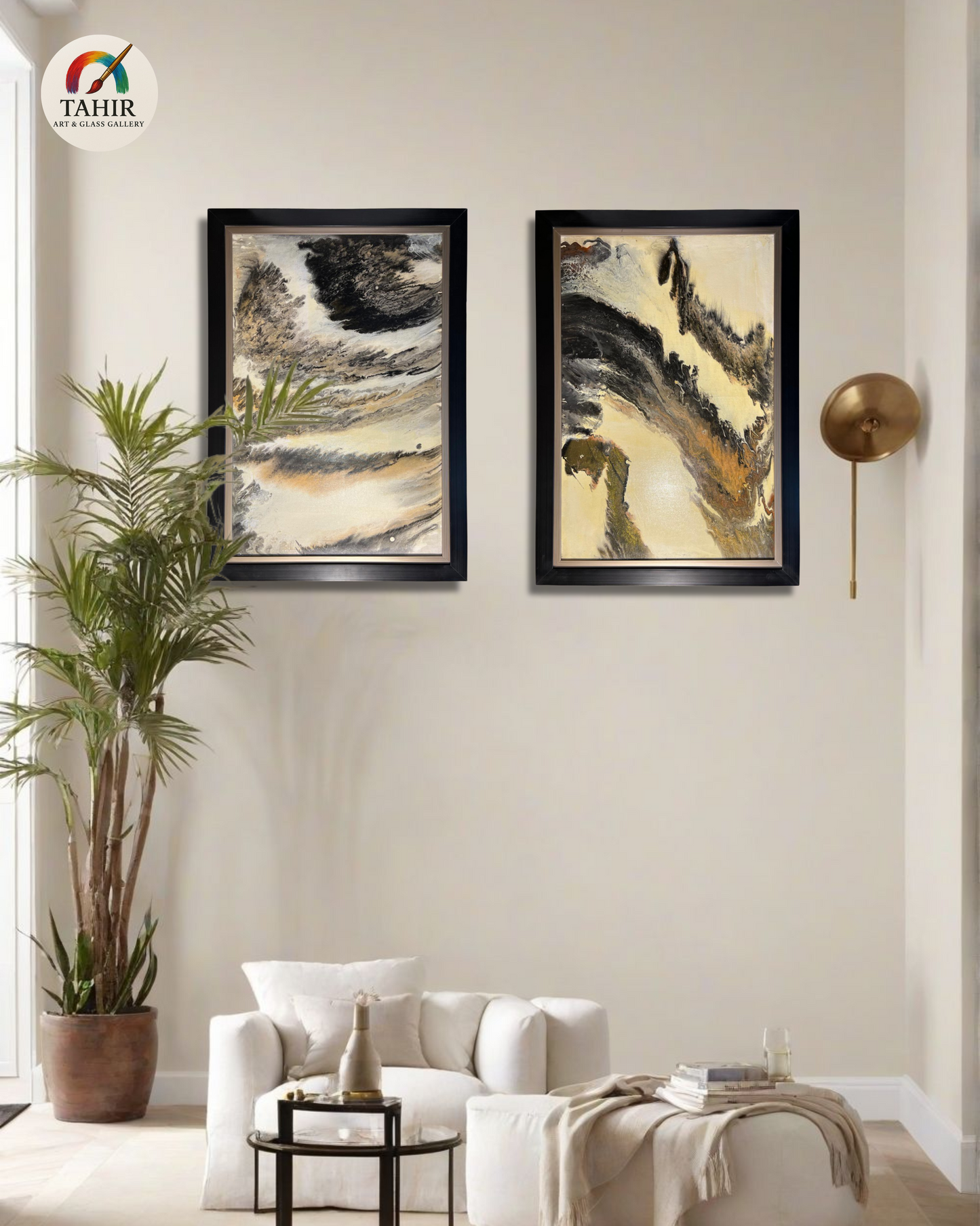 2-Piece Abstract Wall Art Set – 30x42" (Each) | Neutral Tones