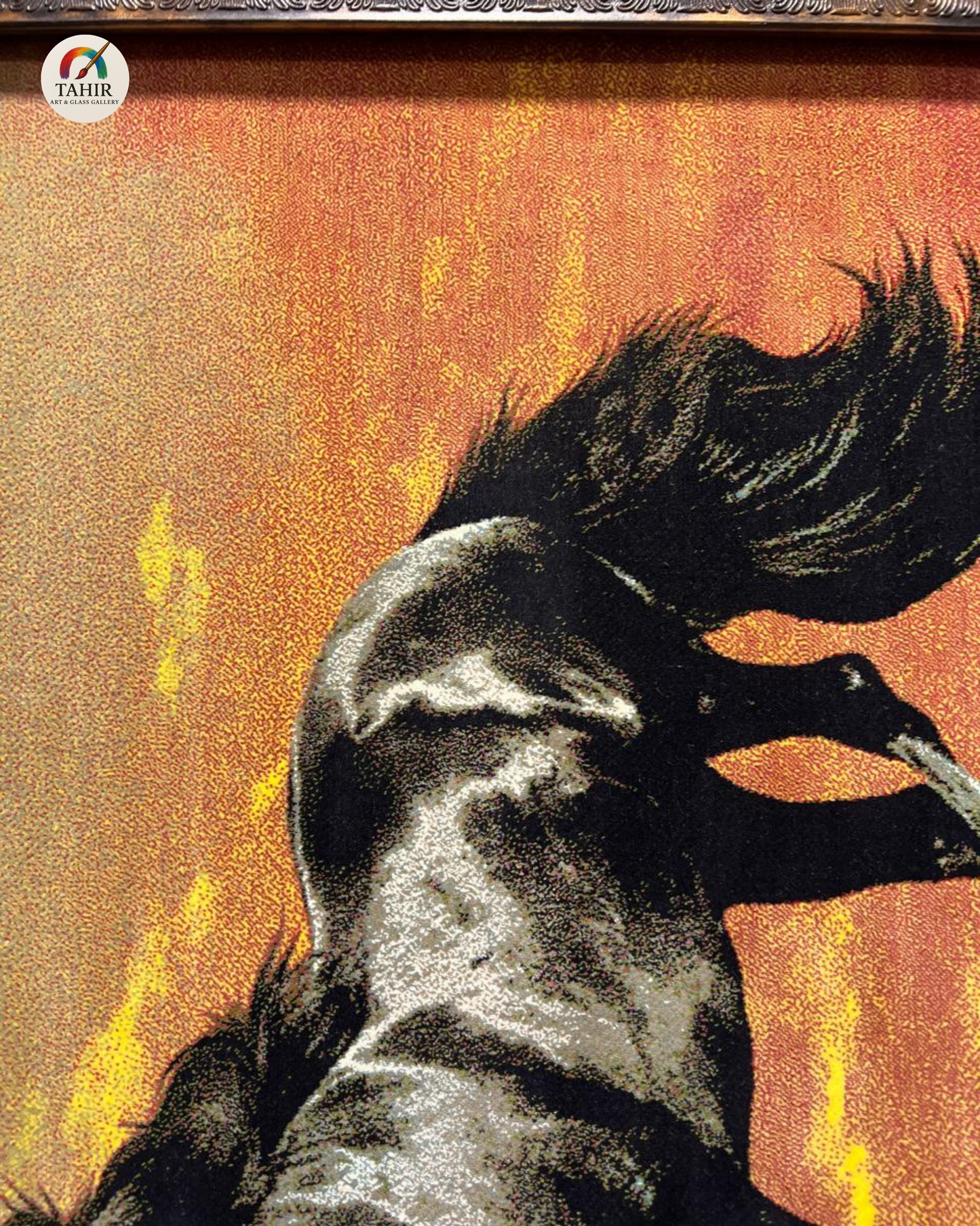Black Horse Wall Carpet – 24x42" | Turkish Style
