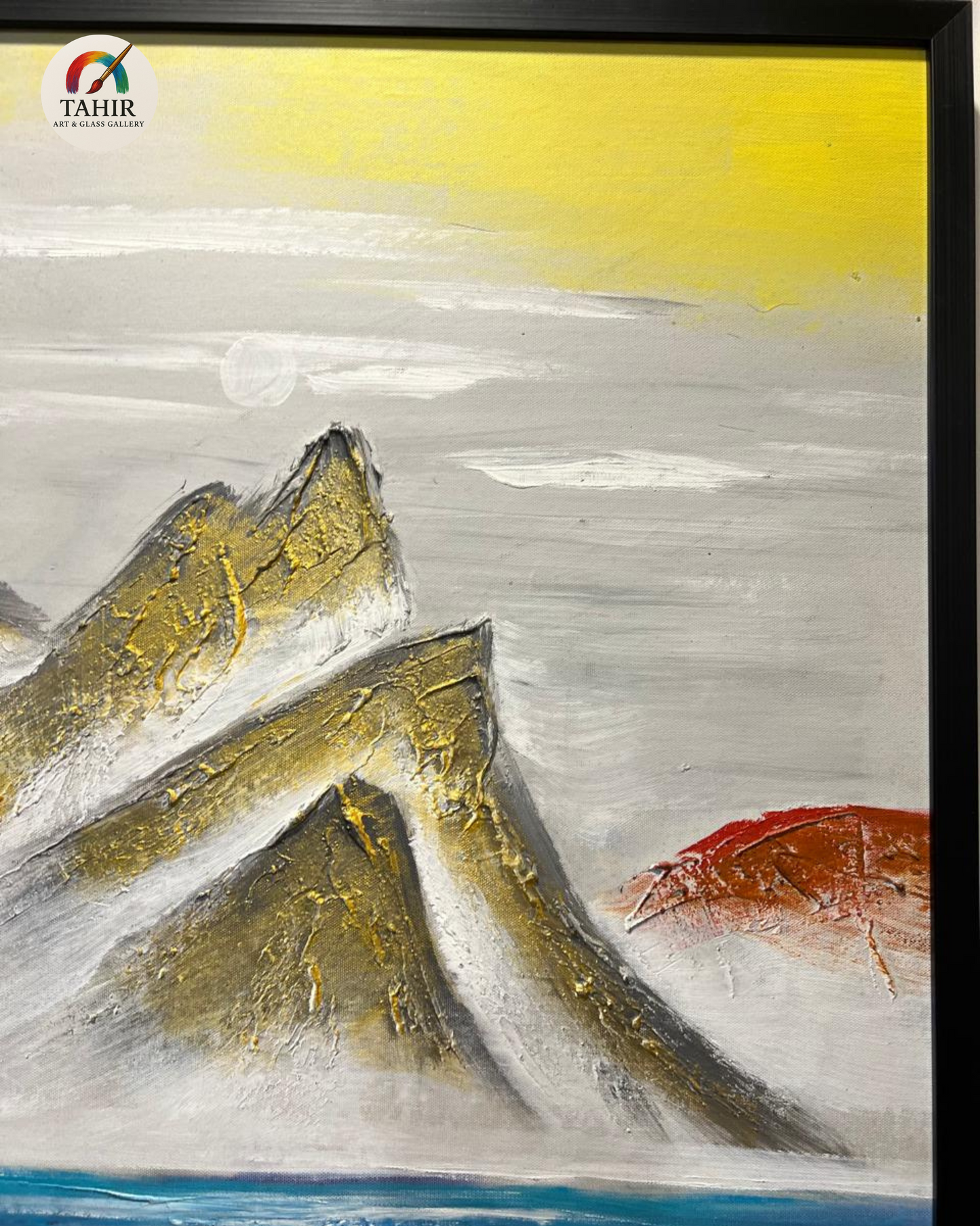 Golden Peaks & Ocean – Textured Art (24x36")
