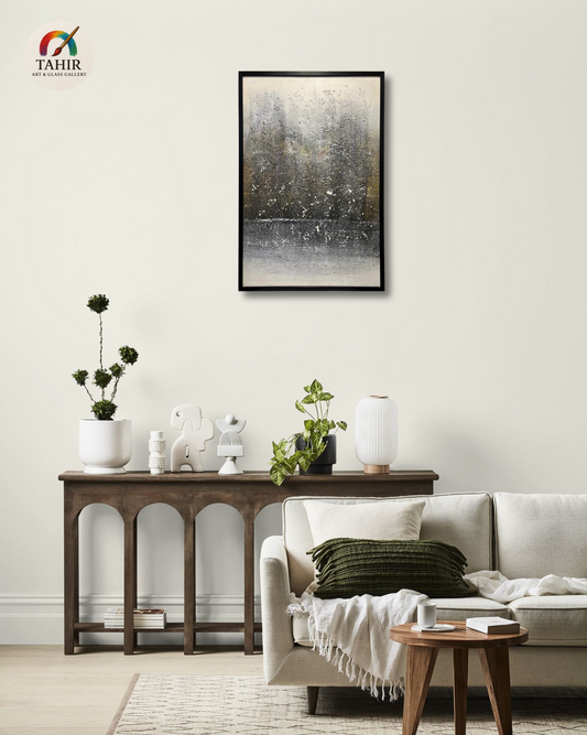 Textured Abstract Wall Art – 24x36 Inch | Monochrome Minimalist Painting