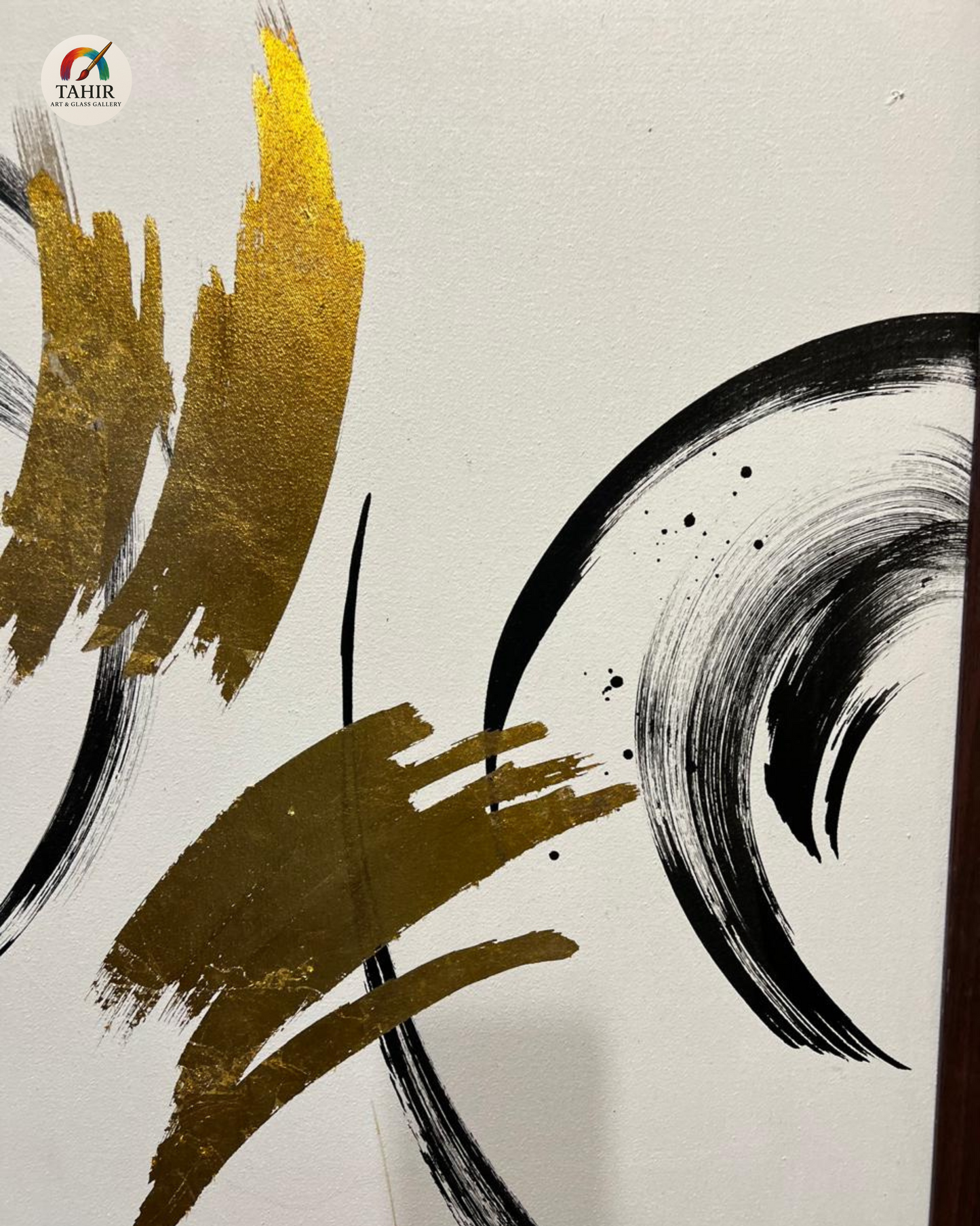 Golden & Black Brushstroke Abstract Painting – Modern Wall Décor        set  of 2