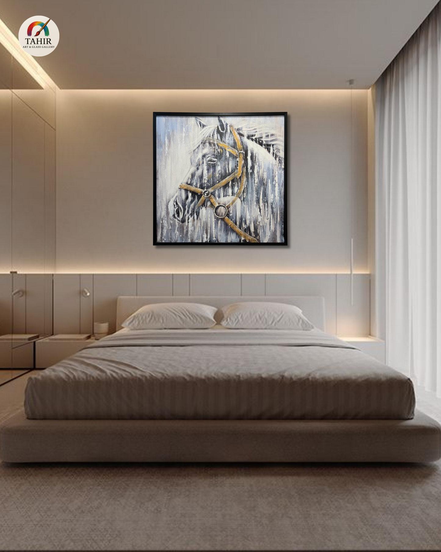 "Imported Majestic Horse – Hand-Painted Textured Wall Art"    30 × 30 inches