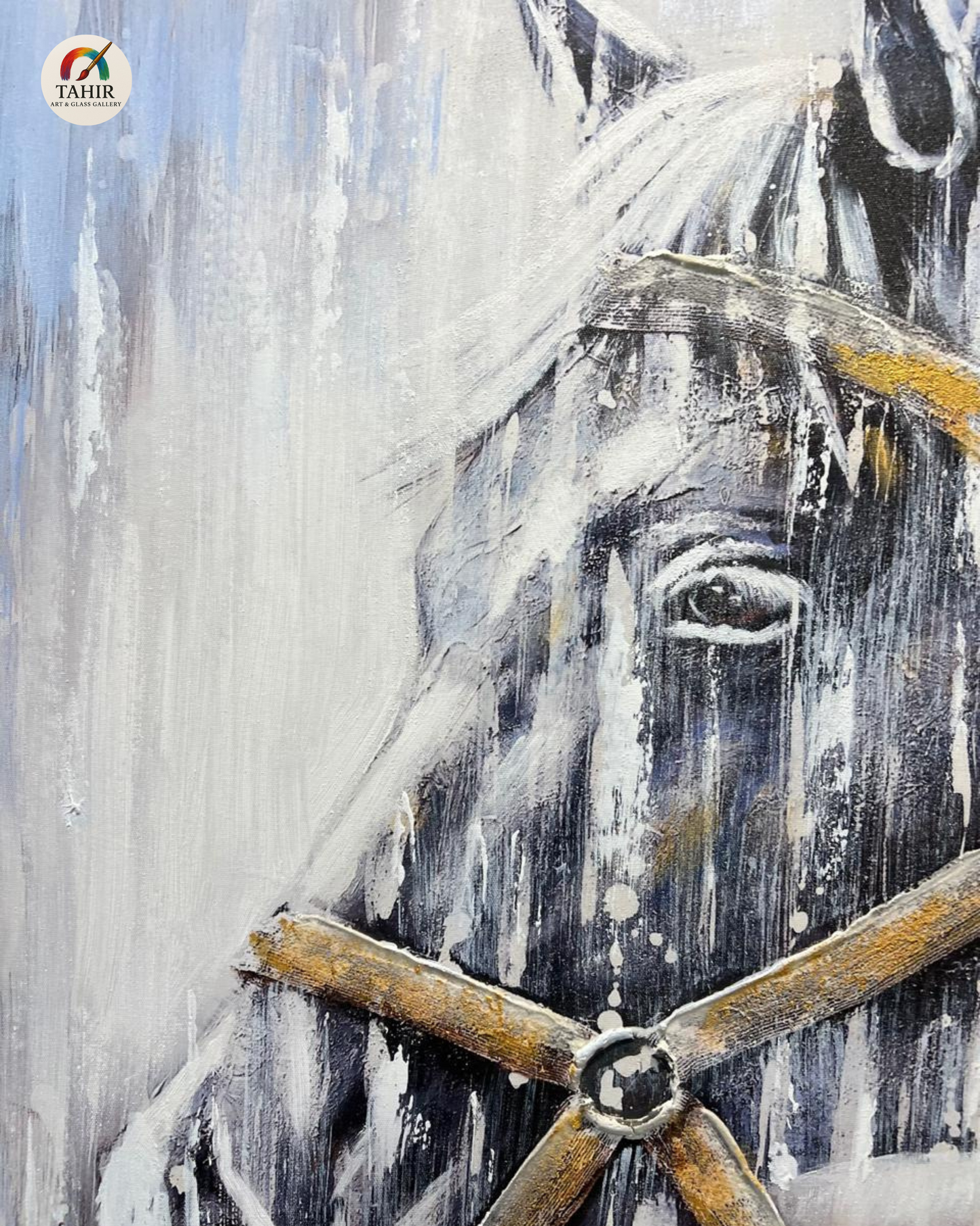 "Imported Majestic Horse – Hand-Painted Textured Wall Art"    30 × 30 inches