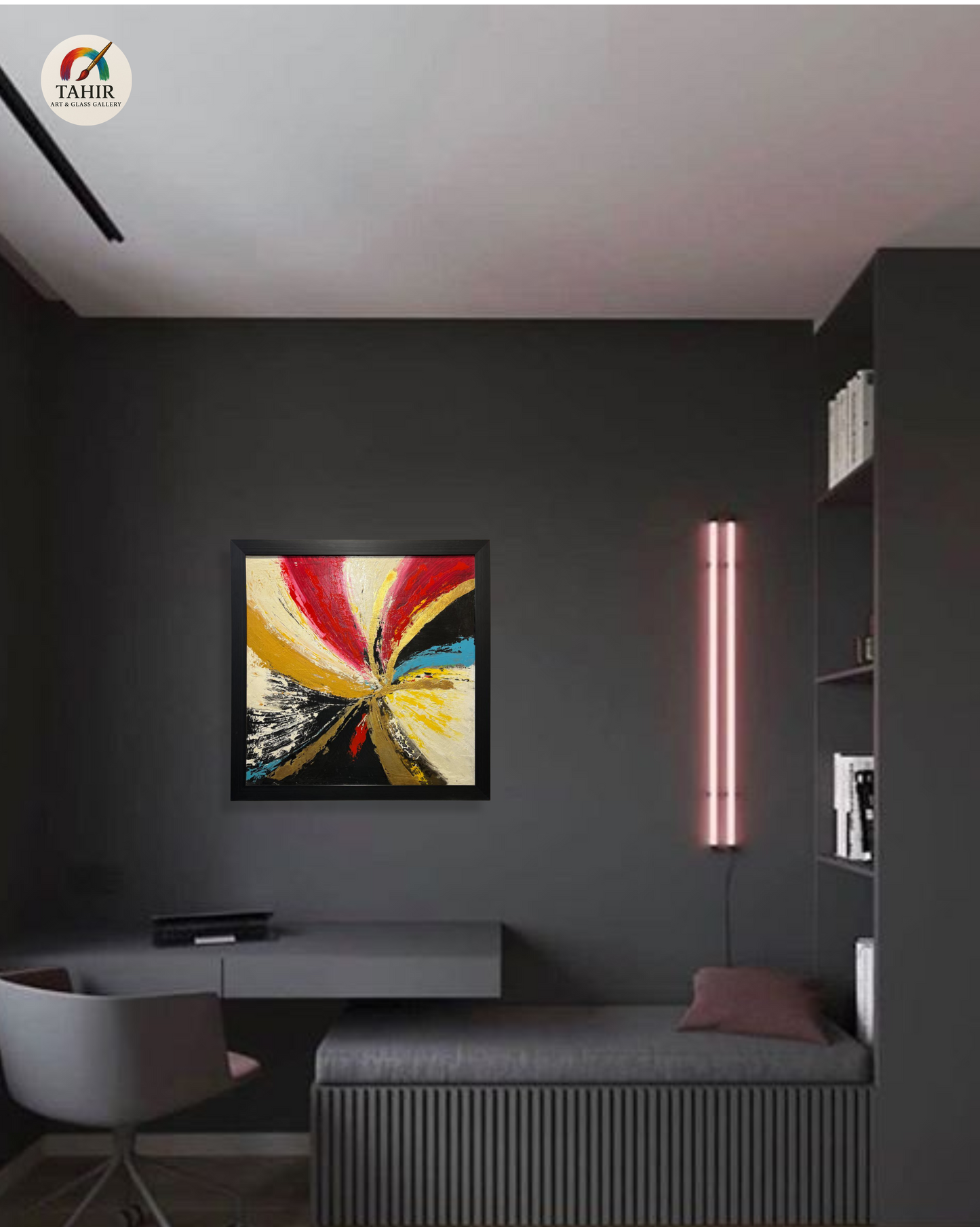 "Imported Color Burst – Bold Hand-Painted Abstract Wall Art"  42 × 42 inches