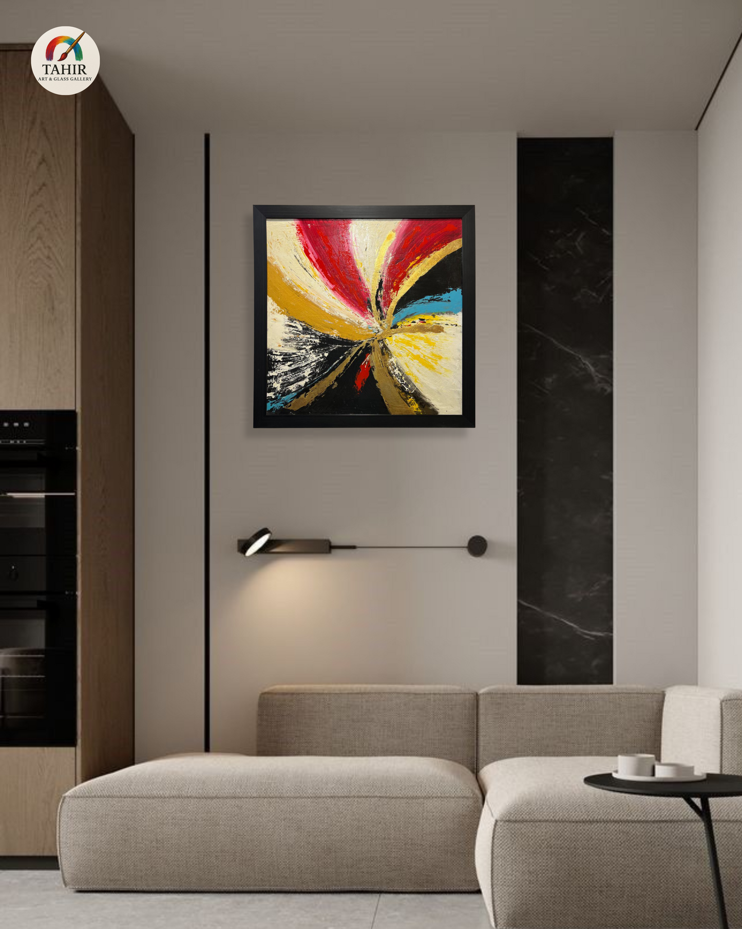 "Imported Color Burst – Bold Hand-Painted Abstract Wall Art"  42 × 42 inches