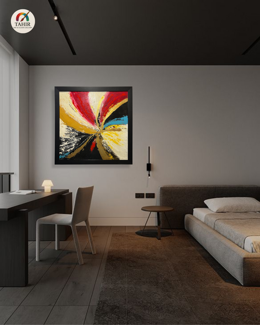 "Imported Color Burst – Bold Hand-Painted Abstract Wall Art"  42 × 42 inches