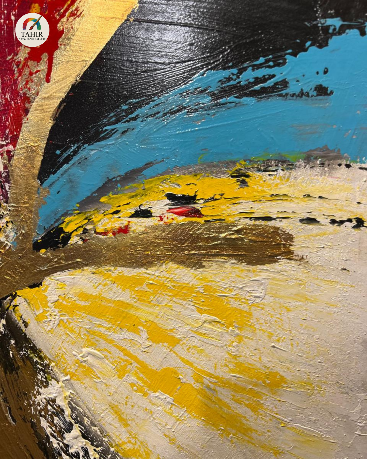"Imported Color Burst – Bold Hand-Painted Abstract Wall Art"  42 × 42 inches
