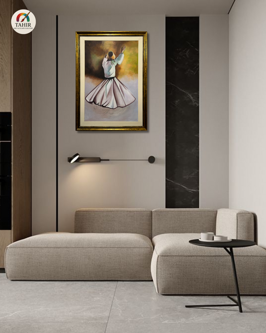 "30x42 Whirling Dervish Sufi Art – Framed Canvas"