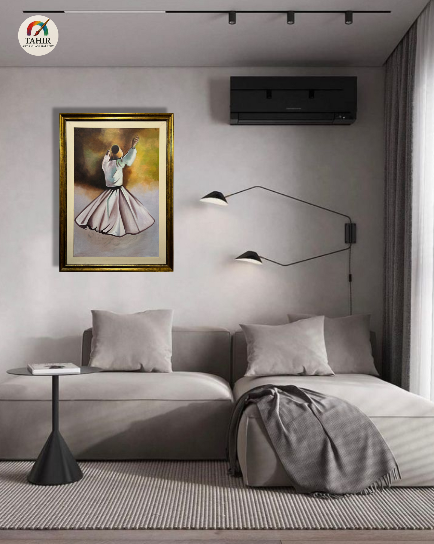"30x42 Whirling Dervish Sufi Art – Framed Canvas"