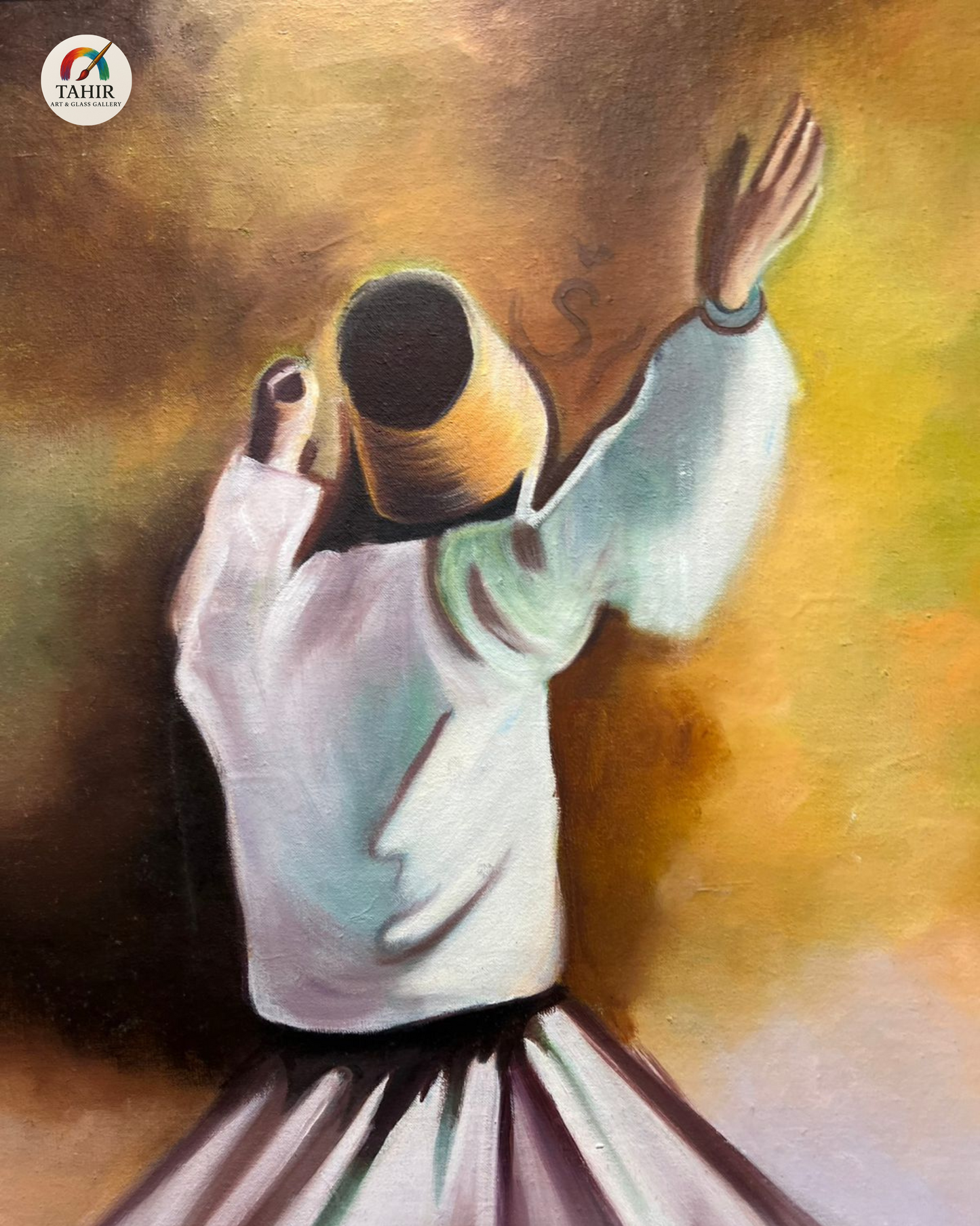 "30x42 Whirling Dervish Sufi Art – Framed Canvas"
