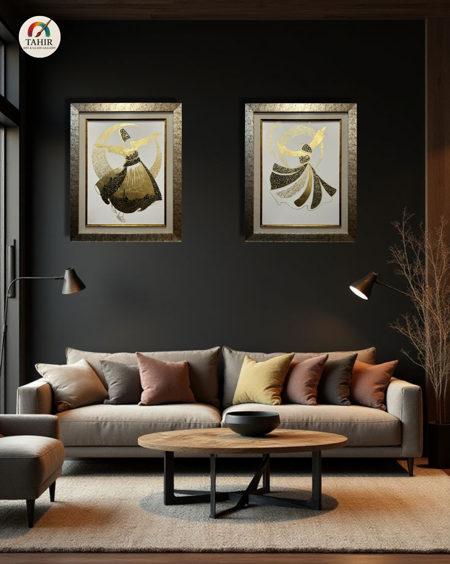 "Whirling Dervish Sufi Dance Wall Frame Set – 24x30 Inches (White Background)"