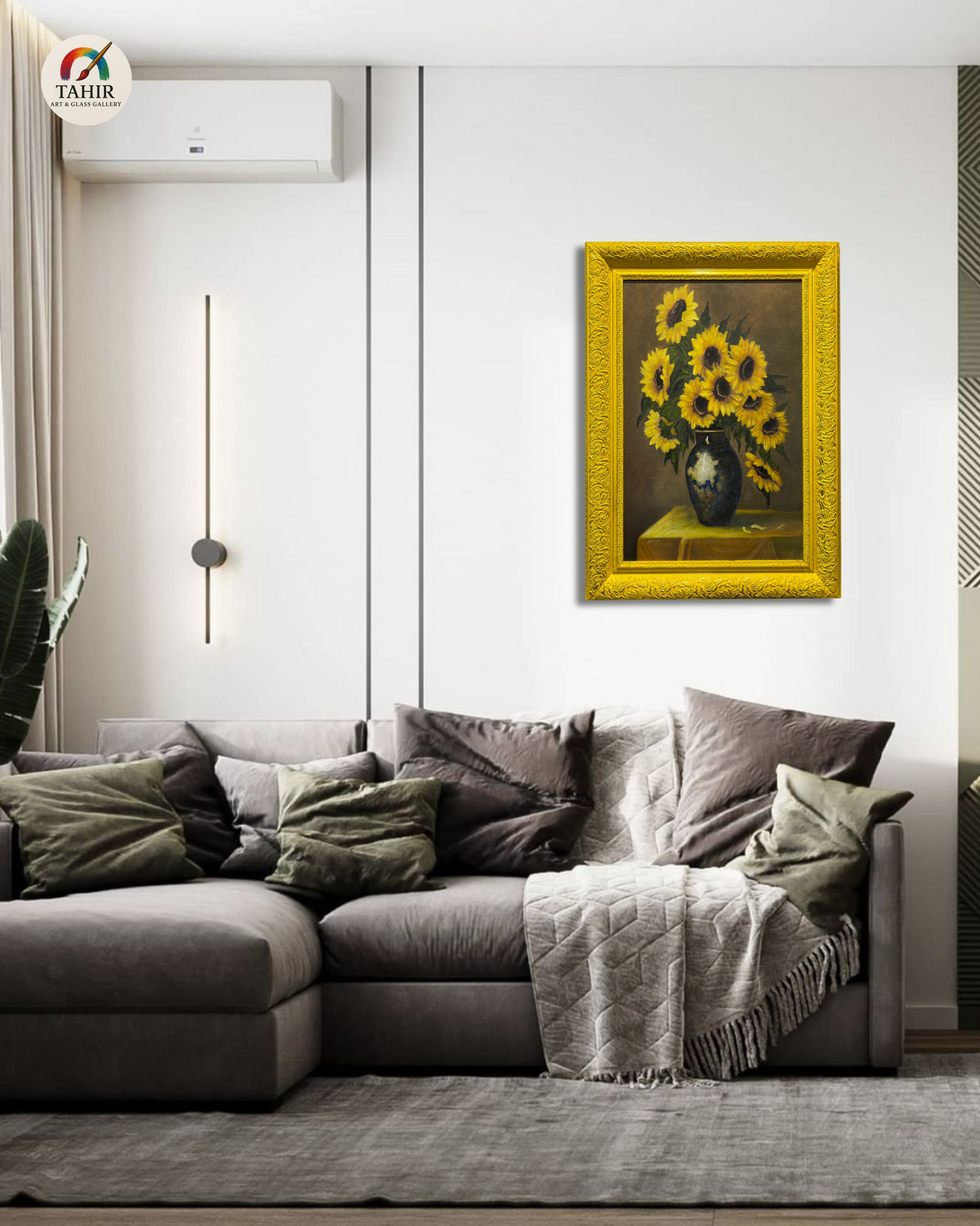 Vintage Sunflower Vase Painting – 24x36 Inches – Framed Canvas Art