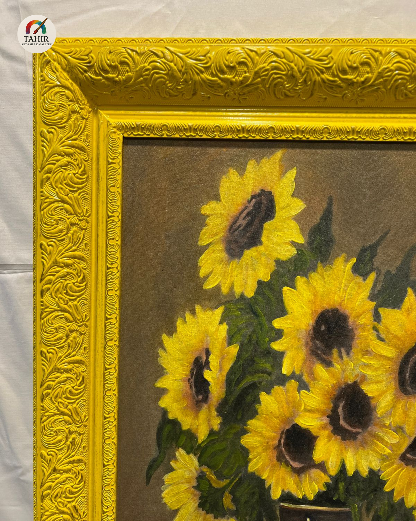 Vintage Sunflower Vase Painting – 24x36 Inches – Framed Canvas Art