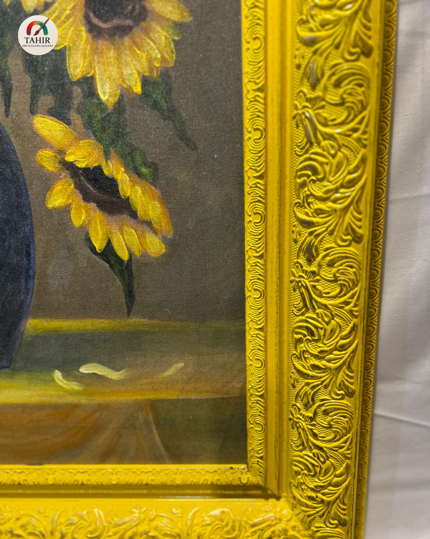 Vintage Sunflower Vase Painting – 24x36 Inches – Framed Canvas Art