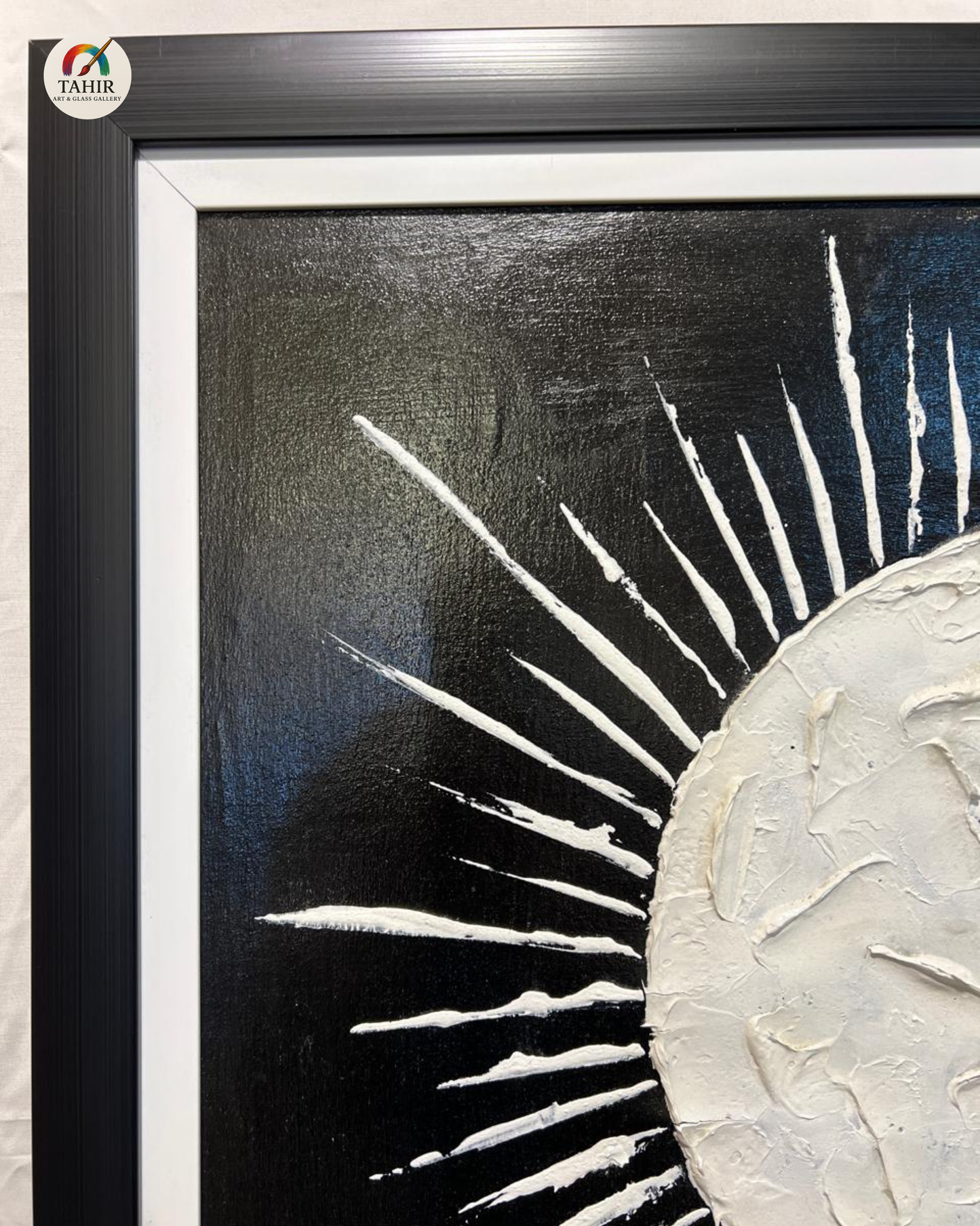 Abstract Moon Textured Oil Painting – Handmade Modern Wall Art (24×36 in)