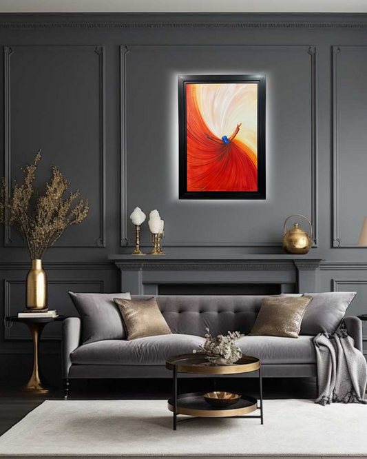 "Whirl of Devotion – Sufi Dervish Handmade Painting (30x42”)