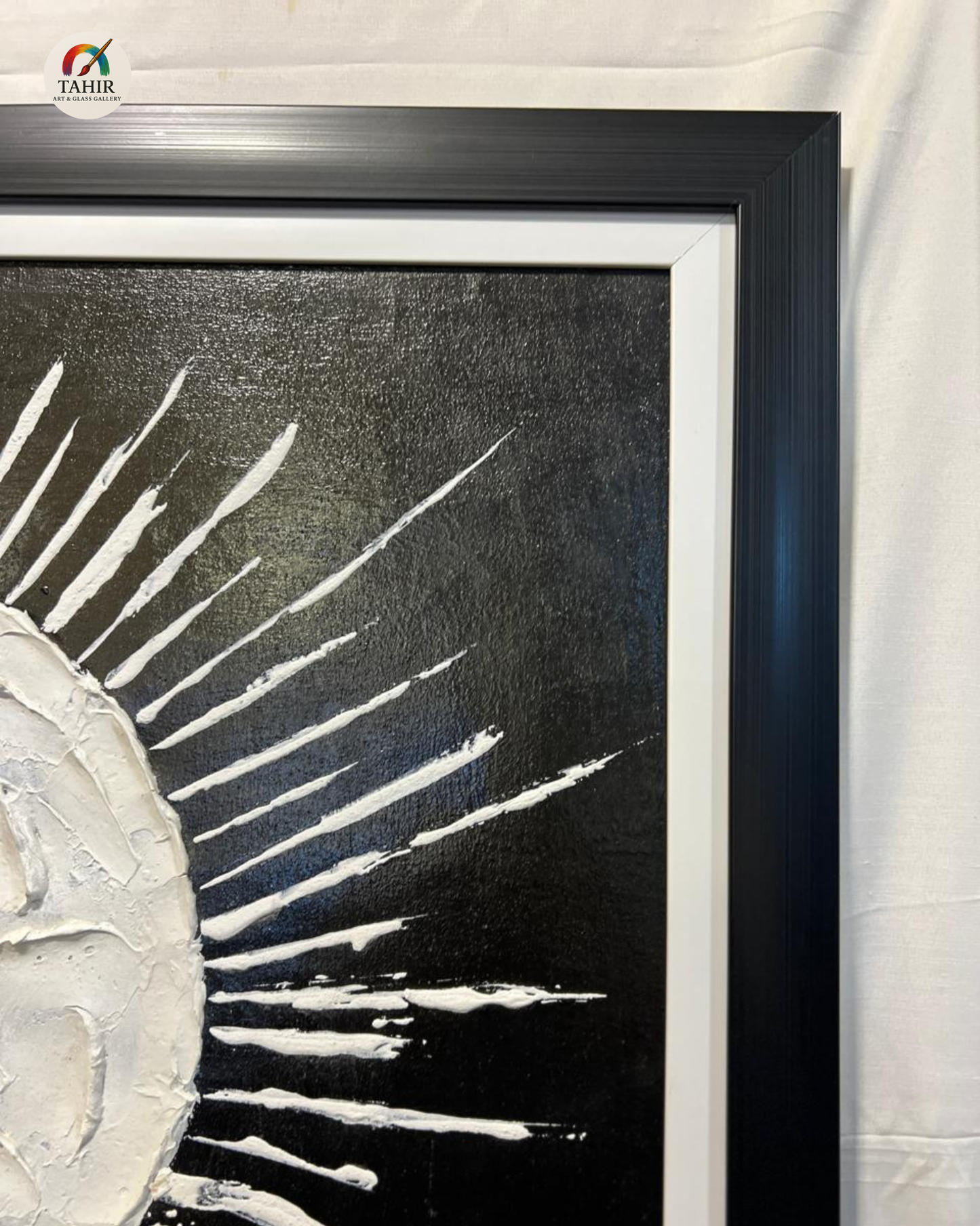 Abstract Moon Textured Oil Painting – Handmade Modern Wall Art (24×36 in)