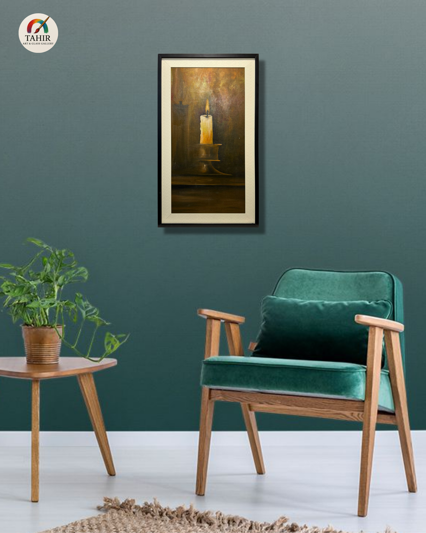 "Solitary Flame – Candlelight Painting on Canvas (18 x 36 Inches)"