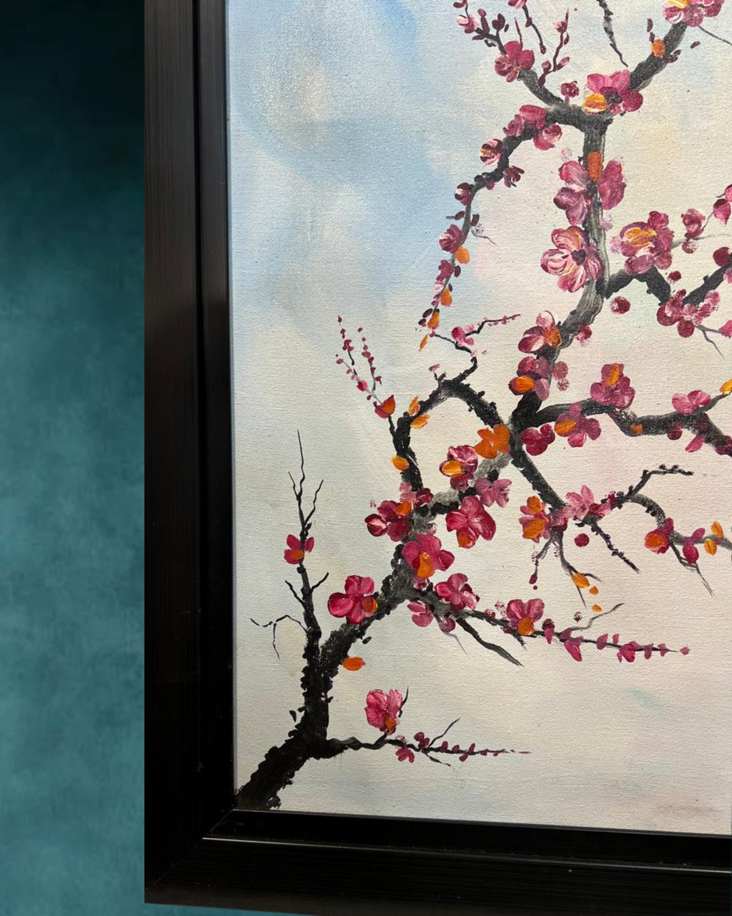"Whispers of Spring – Handmade Blossom Tree Painting (30x42”)