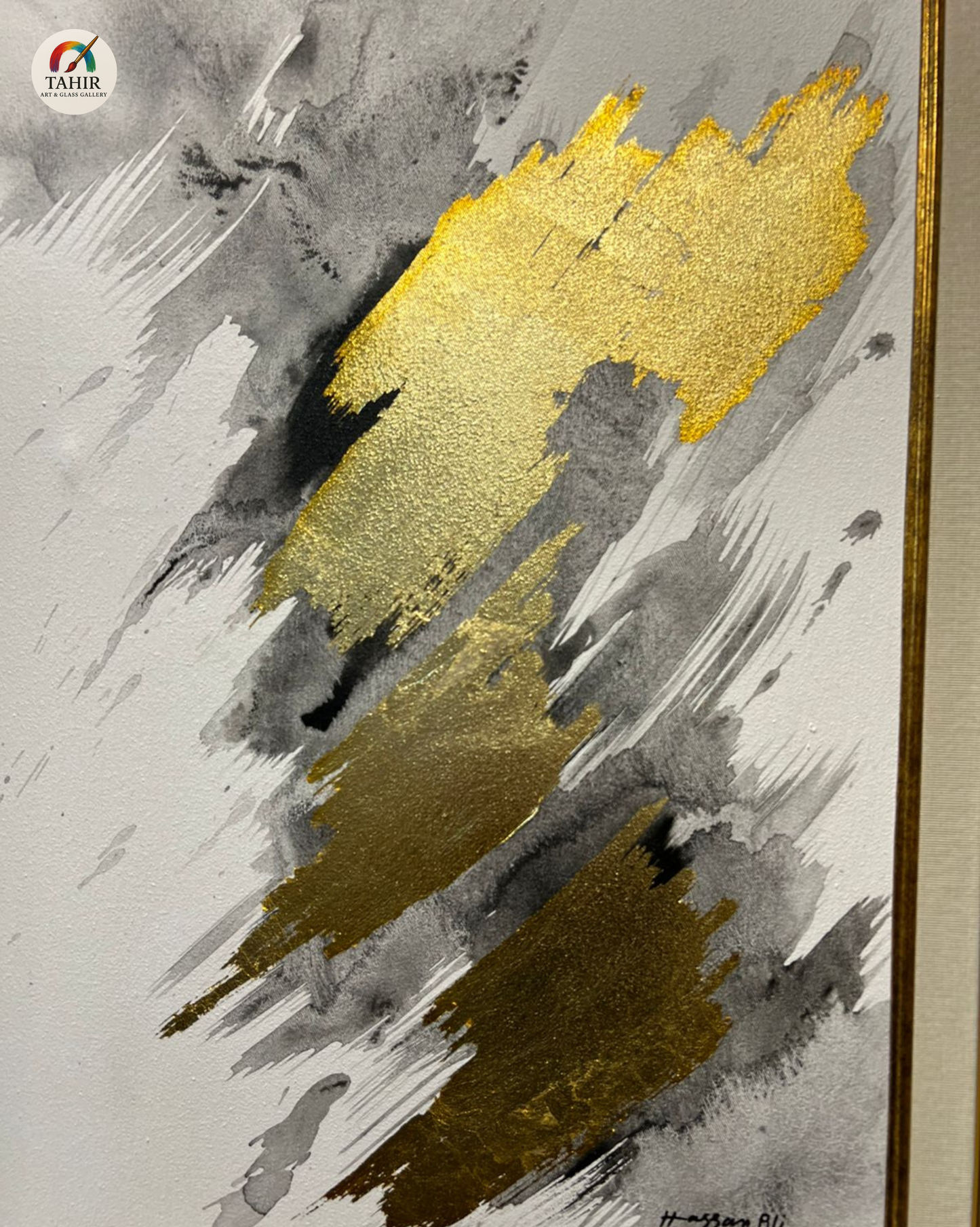 "Golden Abstract Harmony – 18x24 Double Framed Wall Art (Set of 2)"