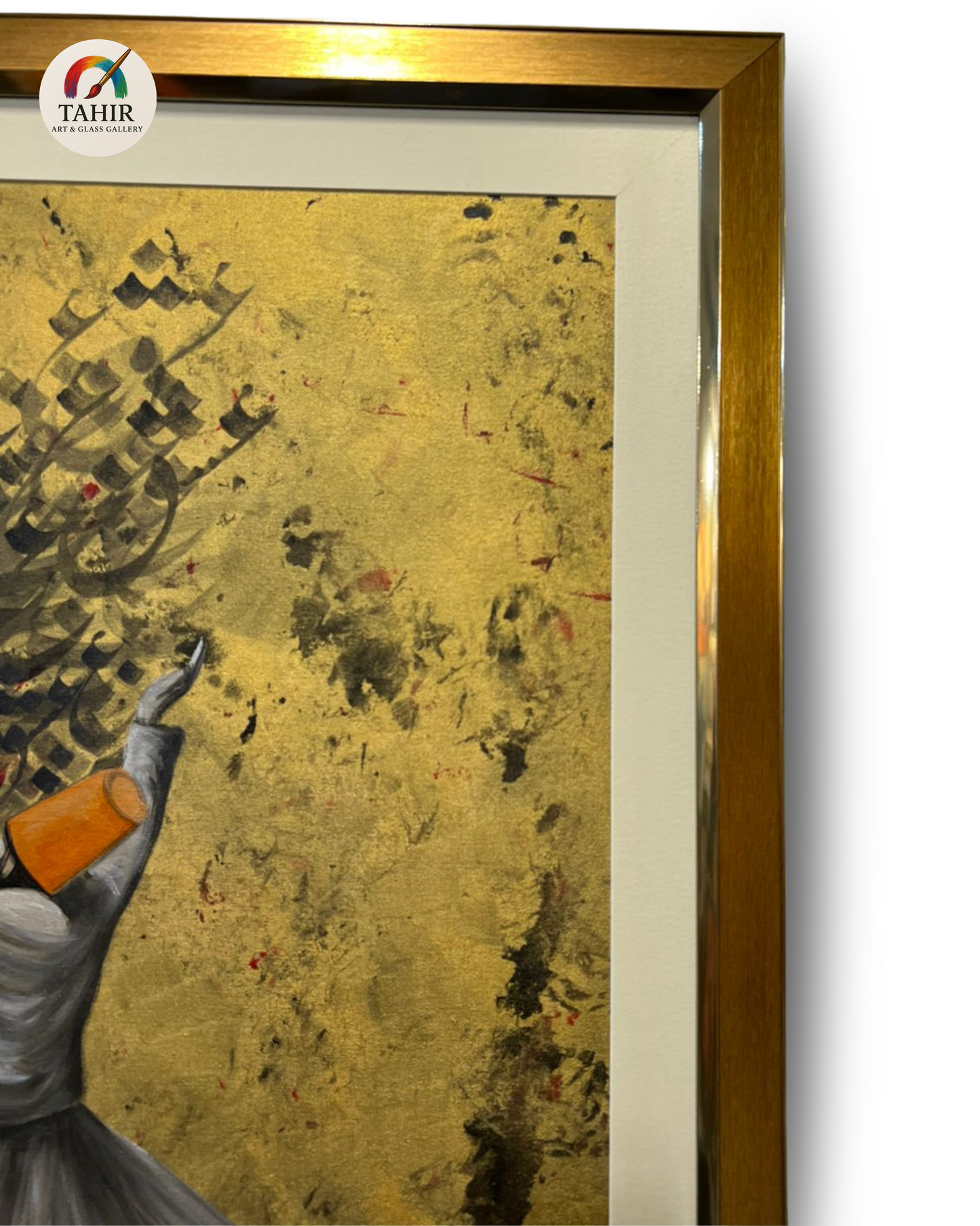 The Whirling Devotion – 30x42" Sufi Dervish Painting | Gold Leaf Spiritual Wall Art