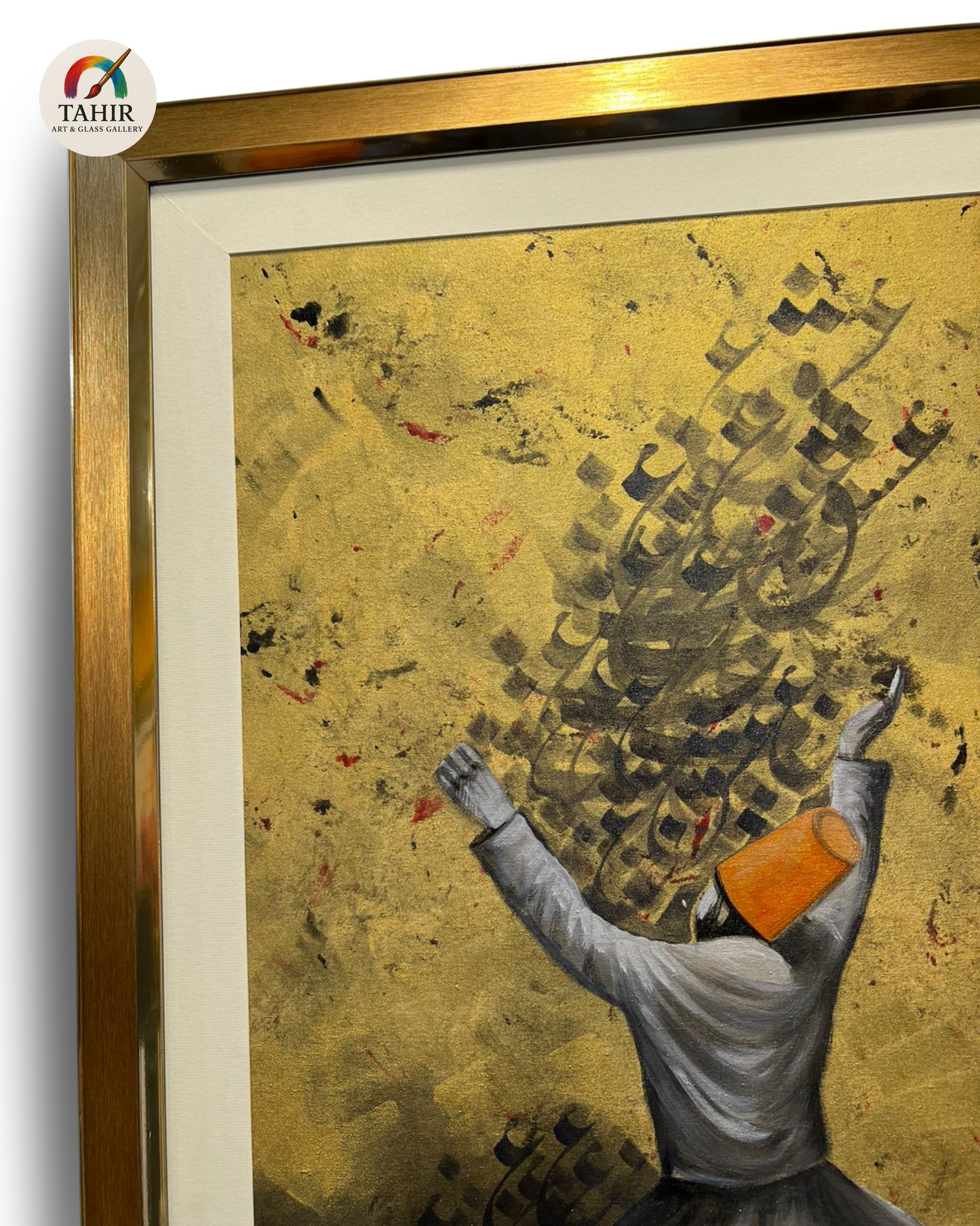 The Whirling Devotion – 30x42" Sufi Dervish Painting | Gold Leaf Spiritual Wall Art