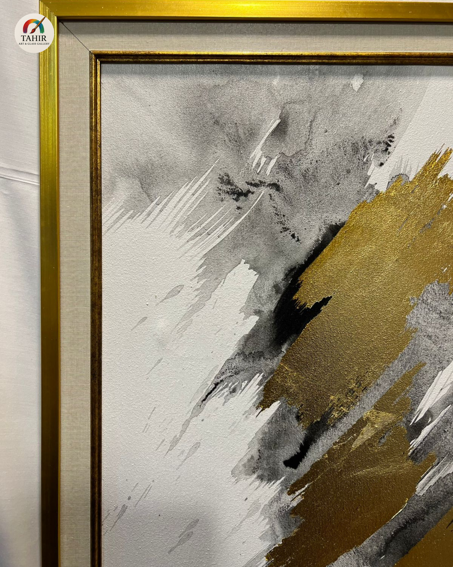 "Golden Abstract Harmony – 18x24 Double Framed Wall Art (Set of 2)"