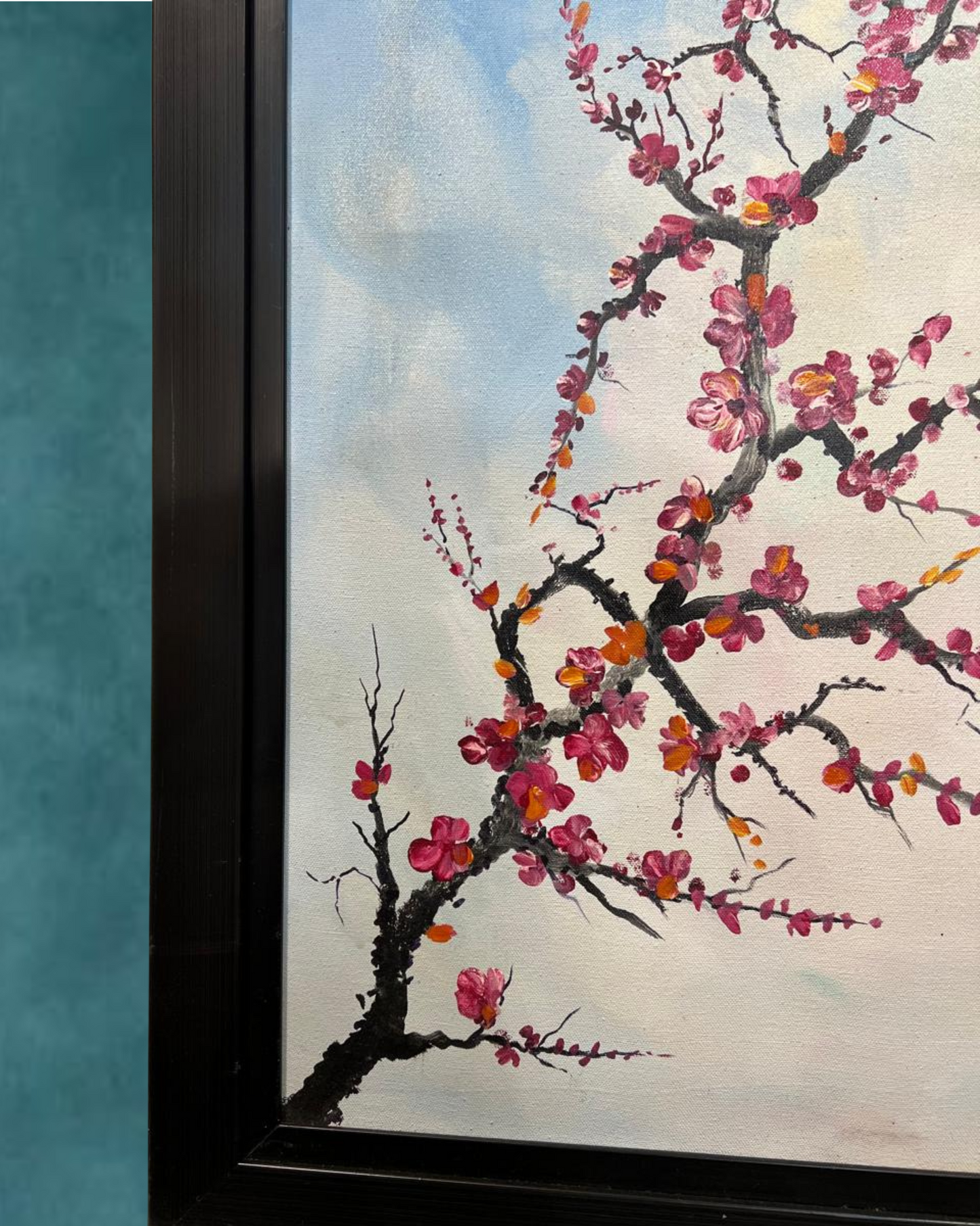 "Whispers of Spring – Handmade Blossom Tree Painting (30x42”)