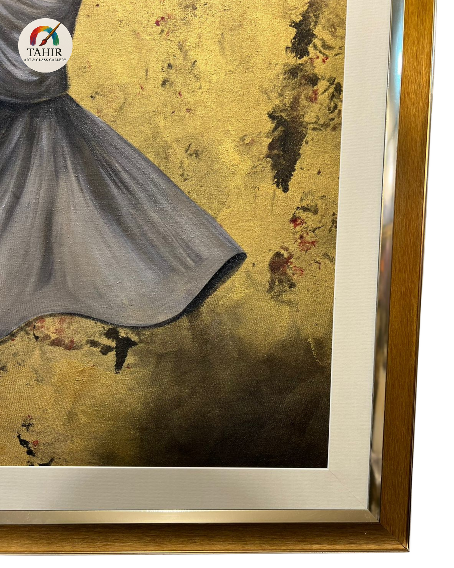 The Whirling Devotion – 30x42" Sufi Dervish Painting | Gold Leaf Spiritual Wall Art