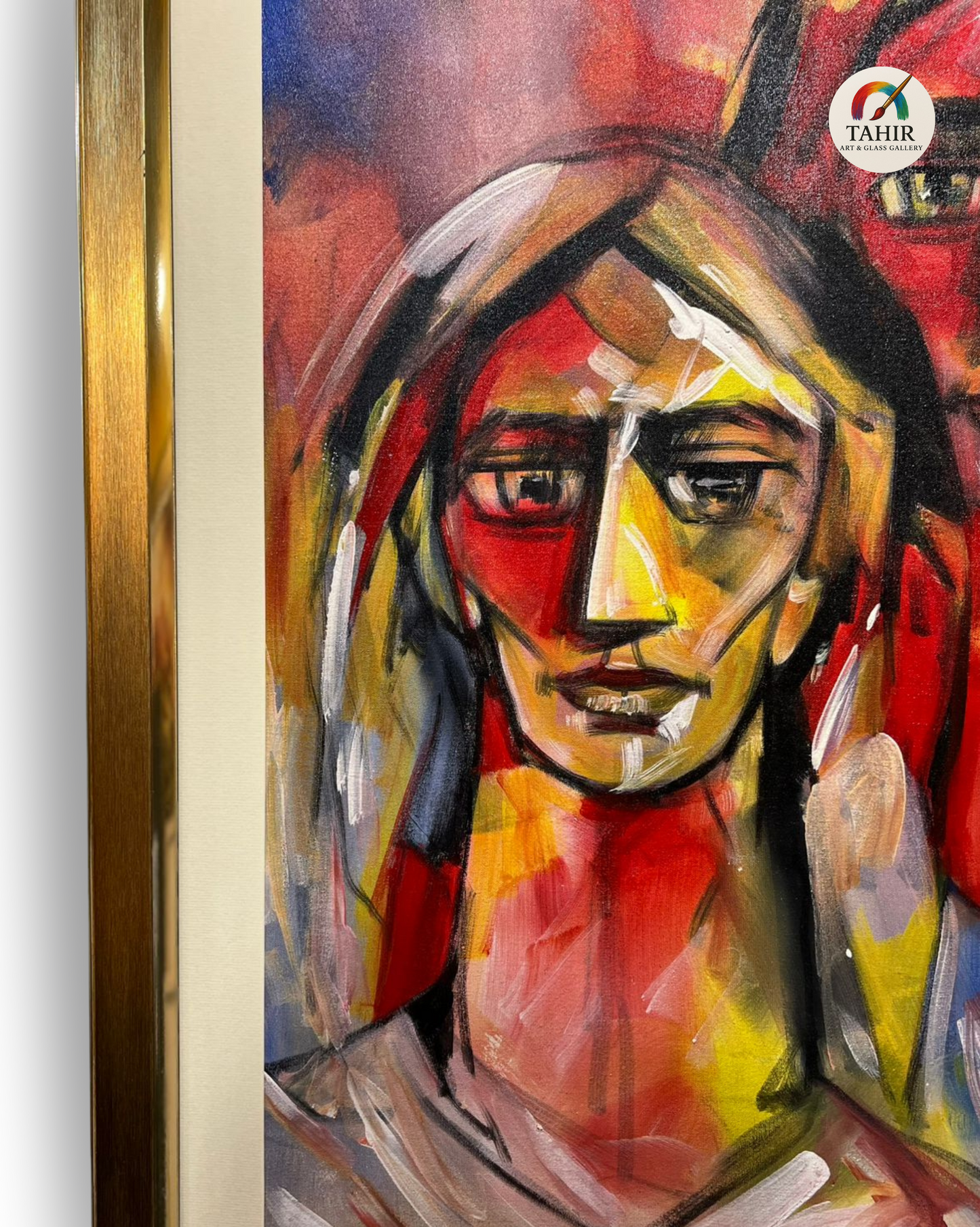 "Silent Souls" – Abstract Expression of Two Figures | 30x42" Framed Art