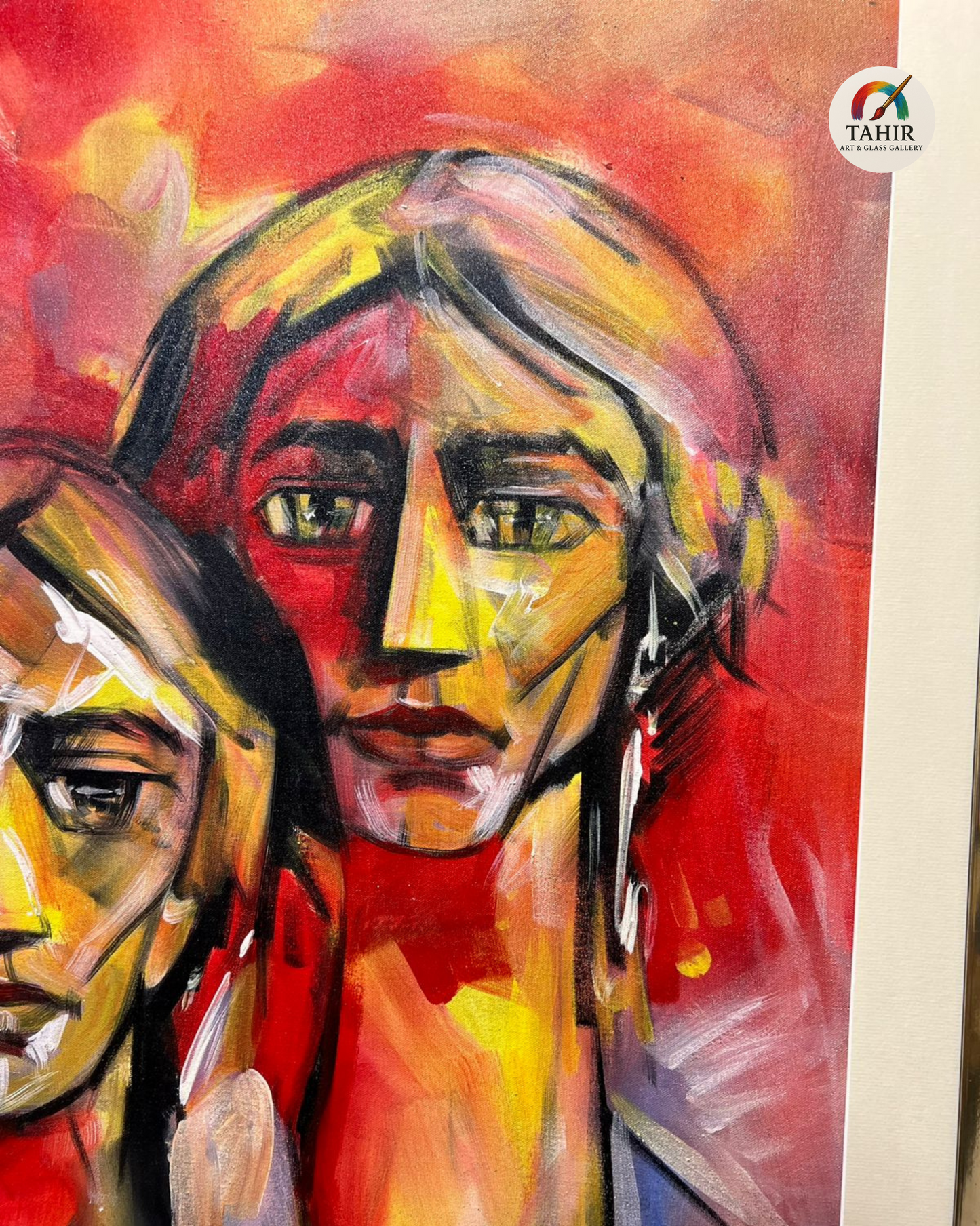 "Silent Souls" – Abstract Expression of Two Figures | 30x42" Framed Art
