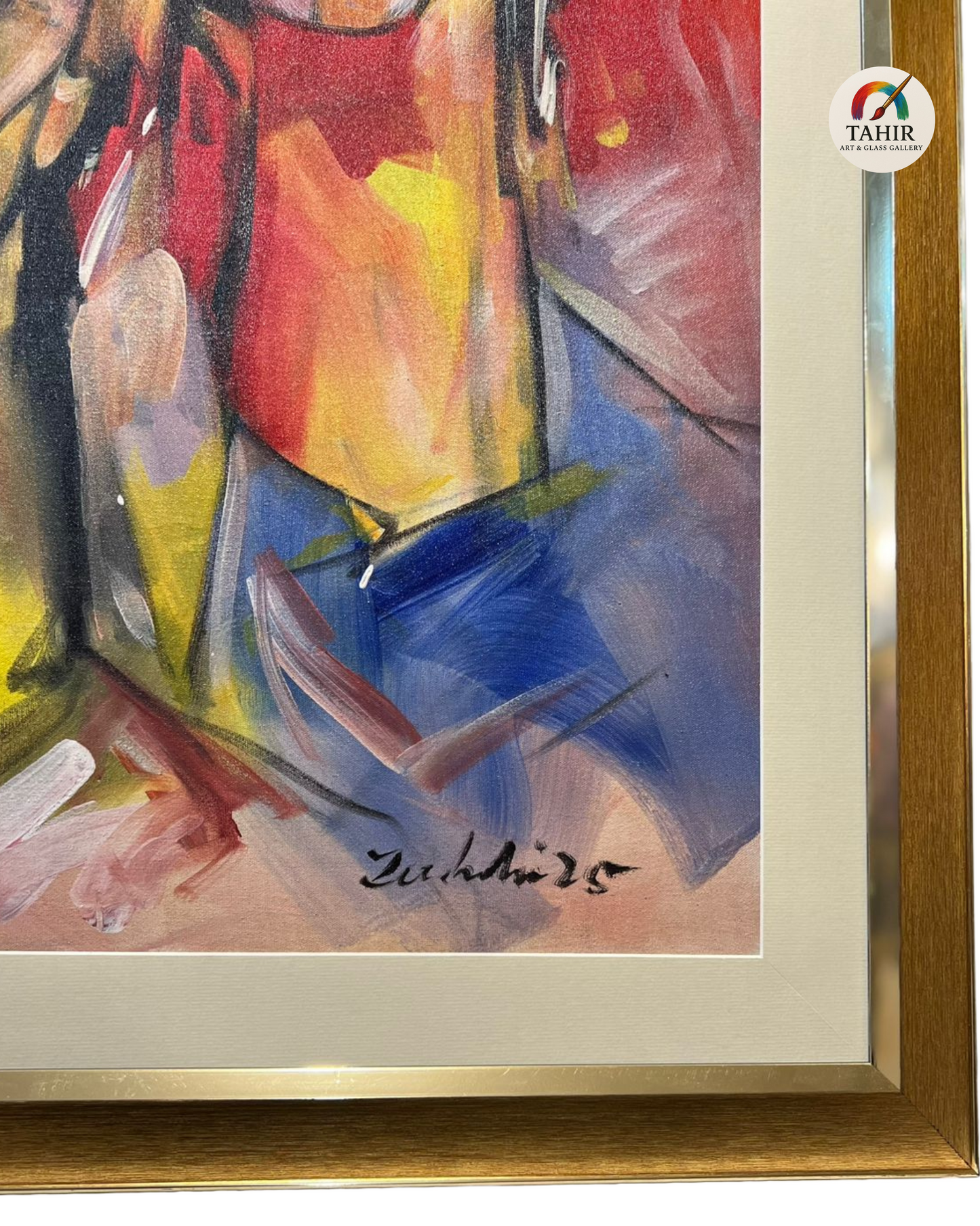 "Silent Souls" – Abstract Expression of Two Figures | 30x42" Framed Art