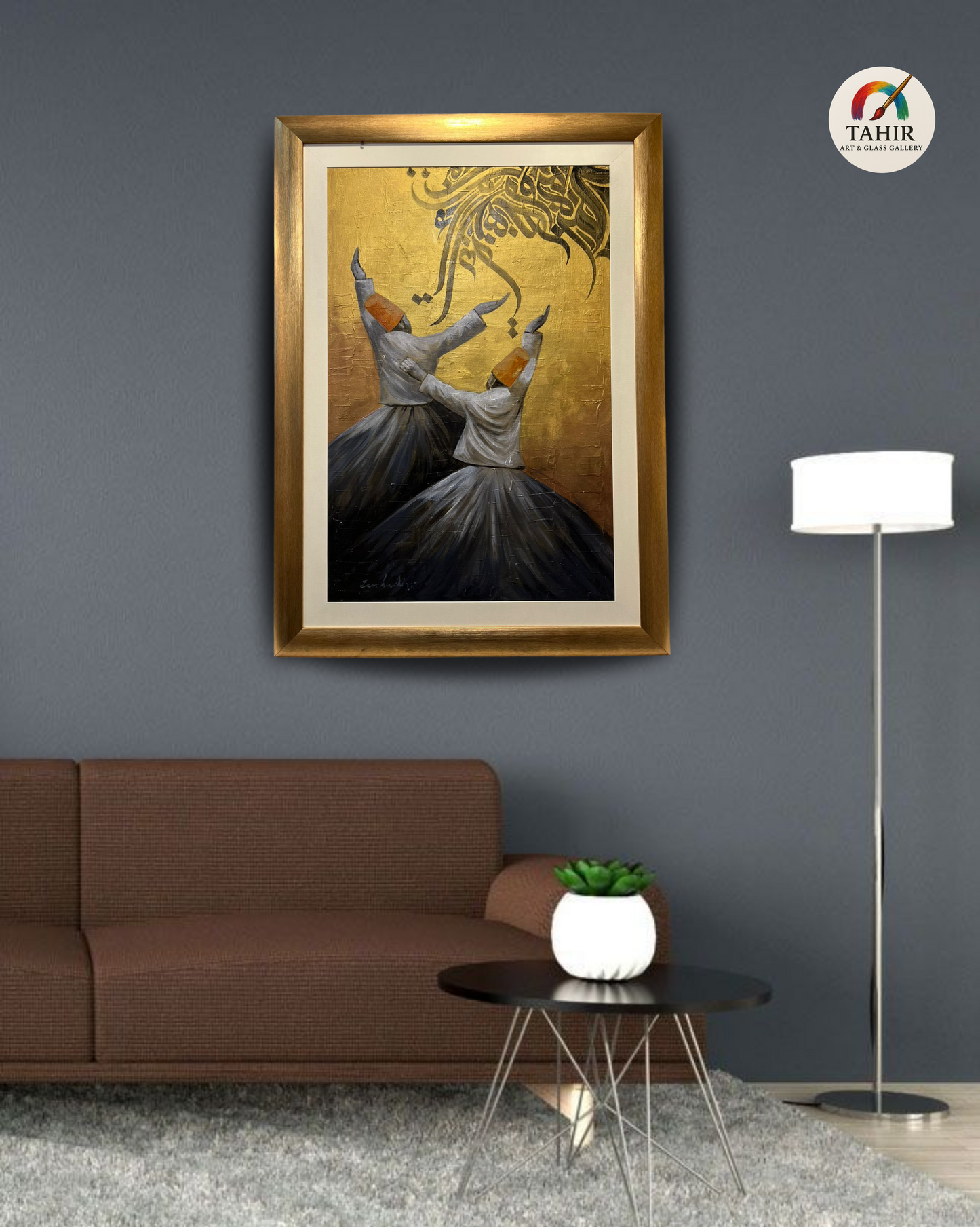 The Whirling Devotion – 30x42" Sufi Dervish Painting | Gold Leaf Spiritual Wall Art