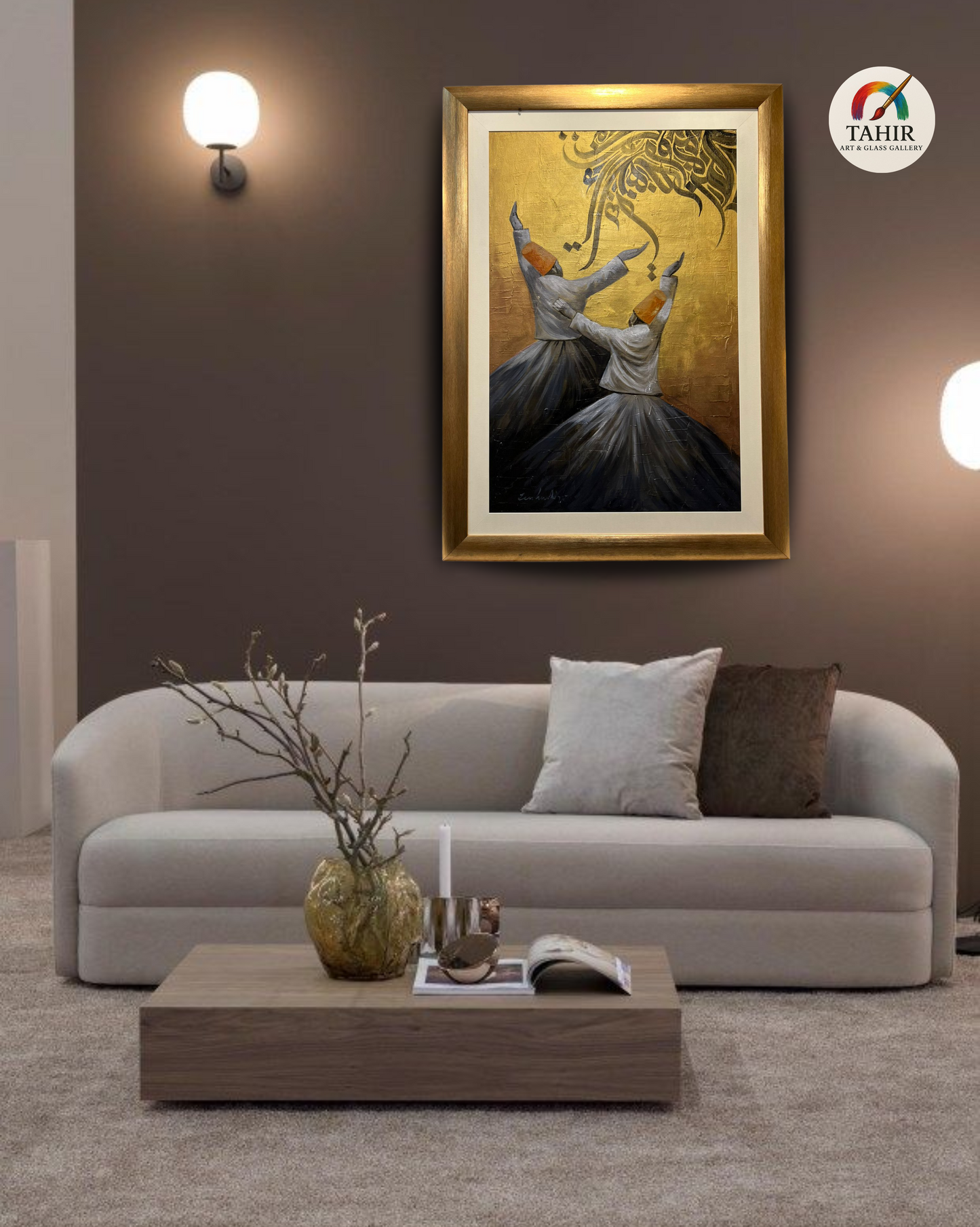 The Whirling Devotion – 30x42" Sufi Dervish Painting | Gold Leaf Spiritual Wall Art