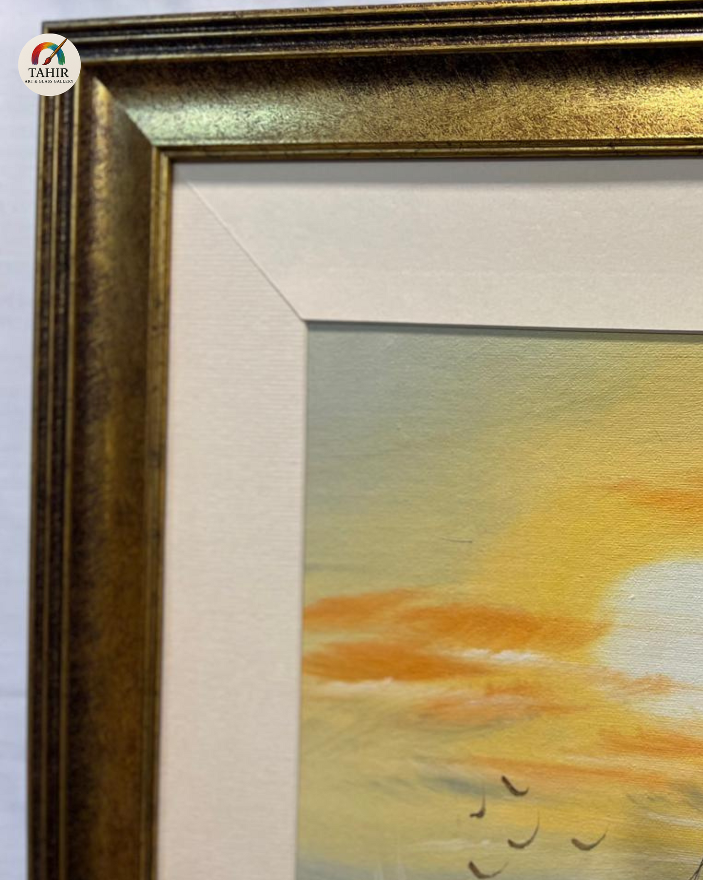 🚤 Sunset Boat Scenery Wall Art – 18x24" | Framed Painting for Home Décor 🖼️🌅