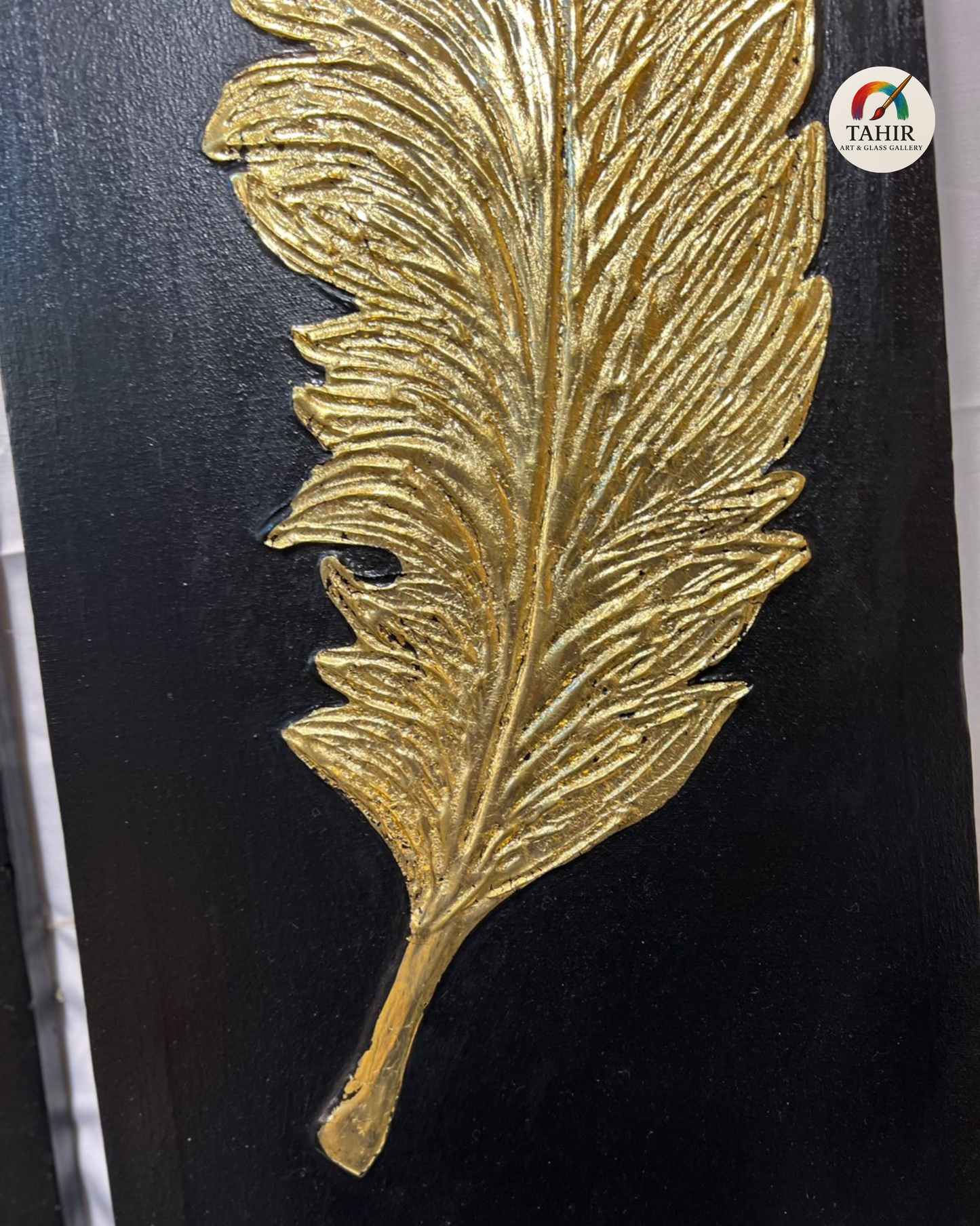 "Golden Feather Wall Art – 12x36” (Set of 2) | Luxurious Black & Gold Decor 🖼️✨"