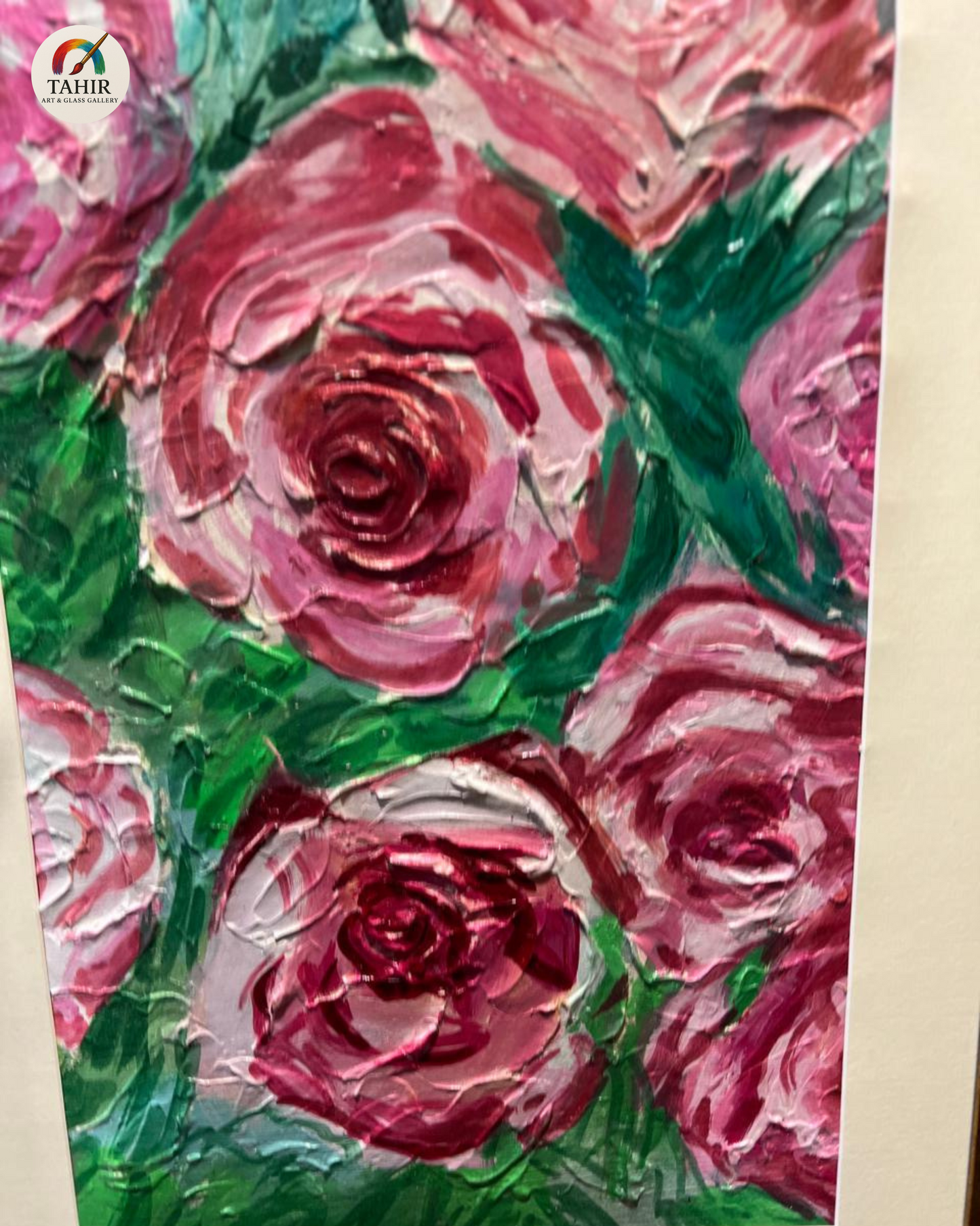 🌸 Floral Wall Art – Set of 3 | Pink Rose Paintings with Golden Frame 🖼️💐