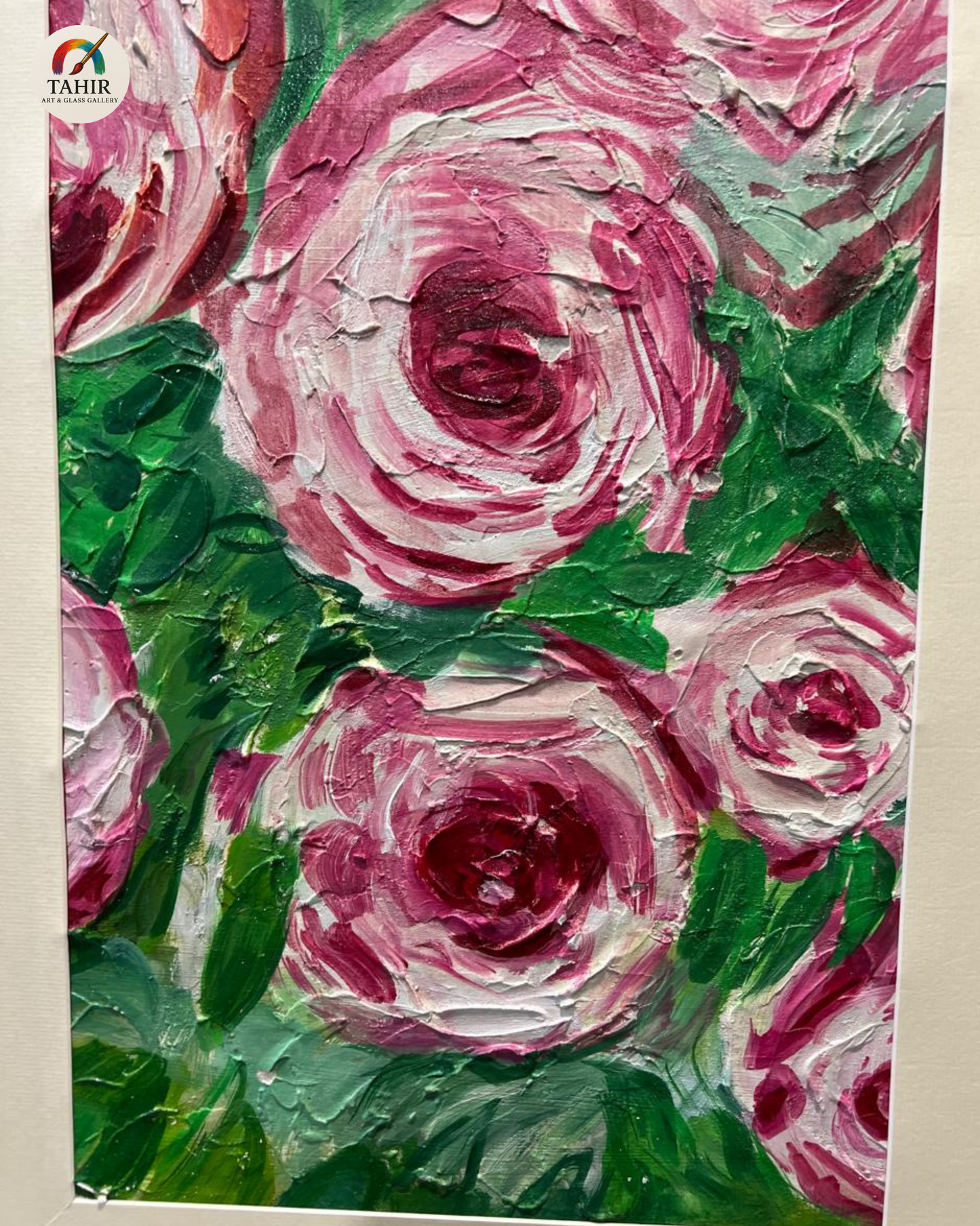 🌸 Floral Wall Art – Set of 3 | Pink Rose Paintings with Golden Frame 🖼️💐