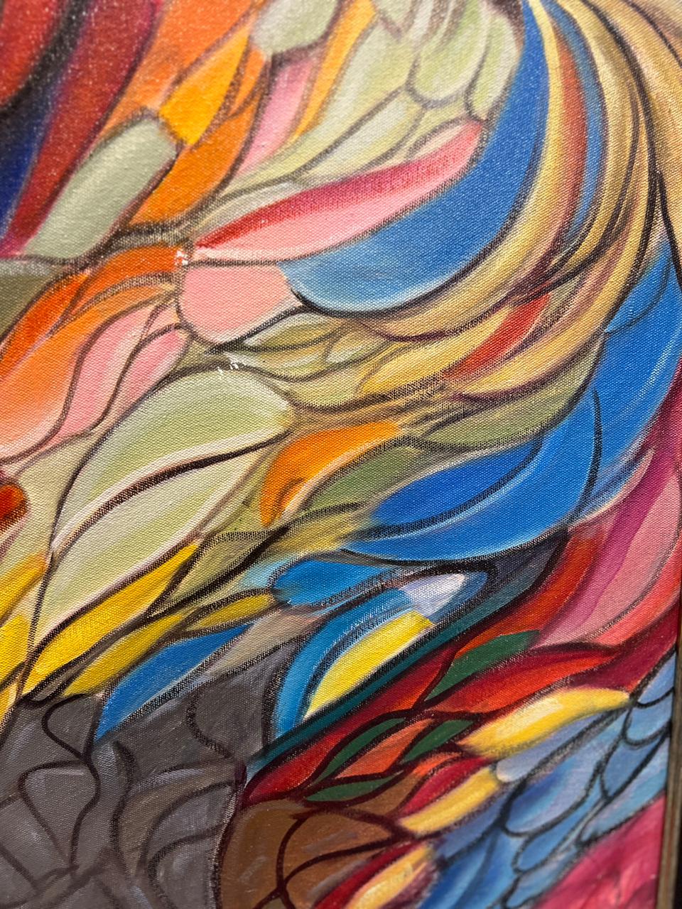 Colorful Spirit Horse – Handmade Oil Painting 30×42 in